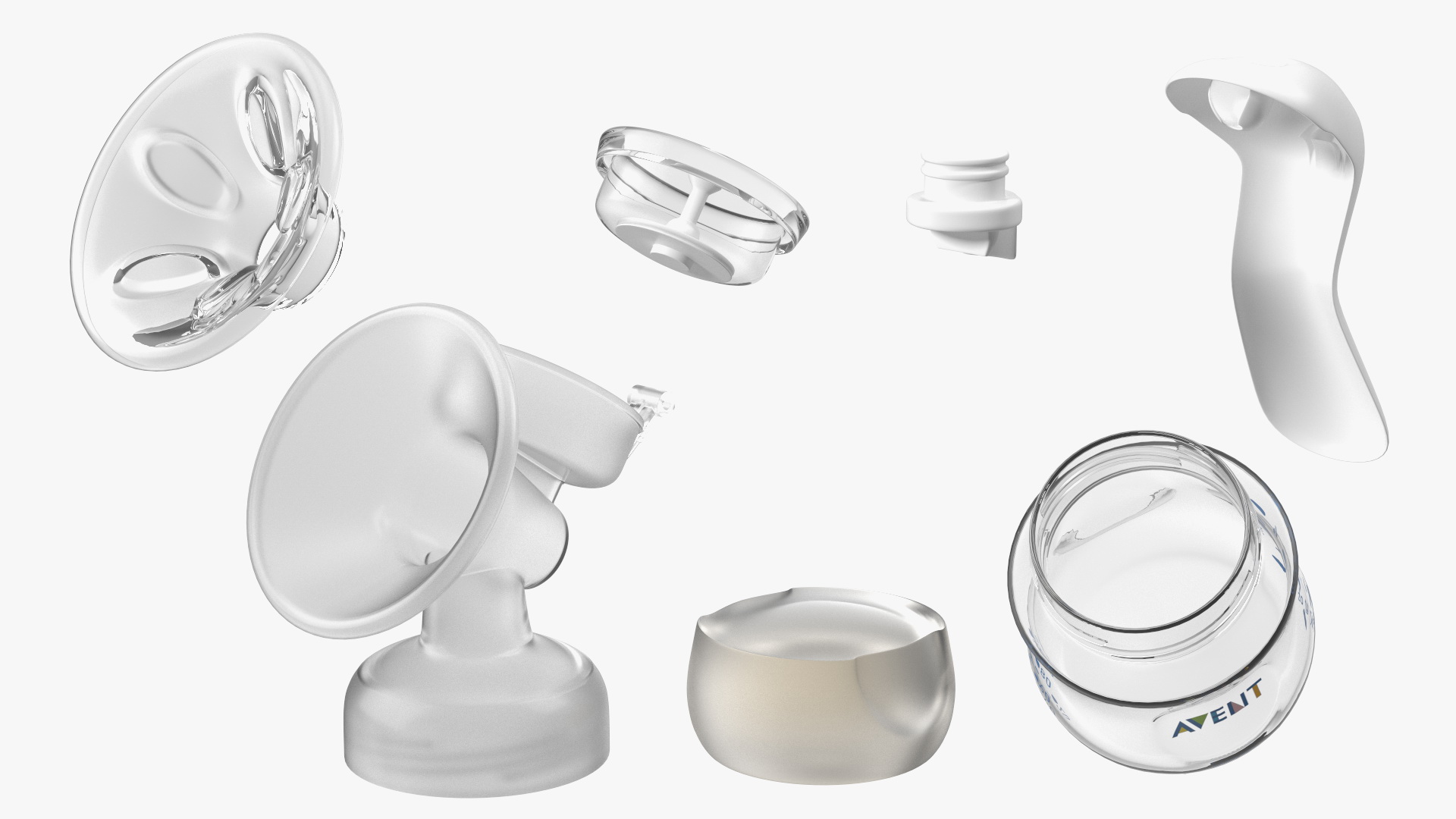 3D Philips Avent Manual Breast Pump and Baby Bottle with Milk model