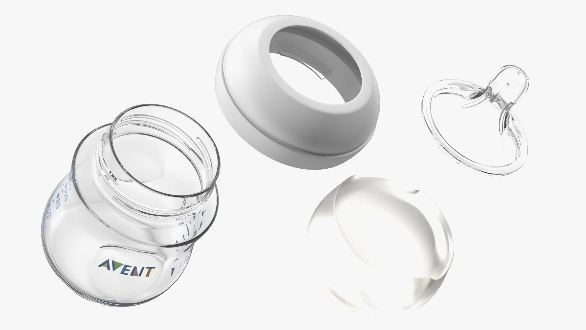 3D Philips Avent Manual Breast Pump and Baby Bottle with Milk model