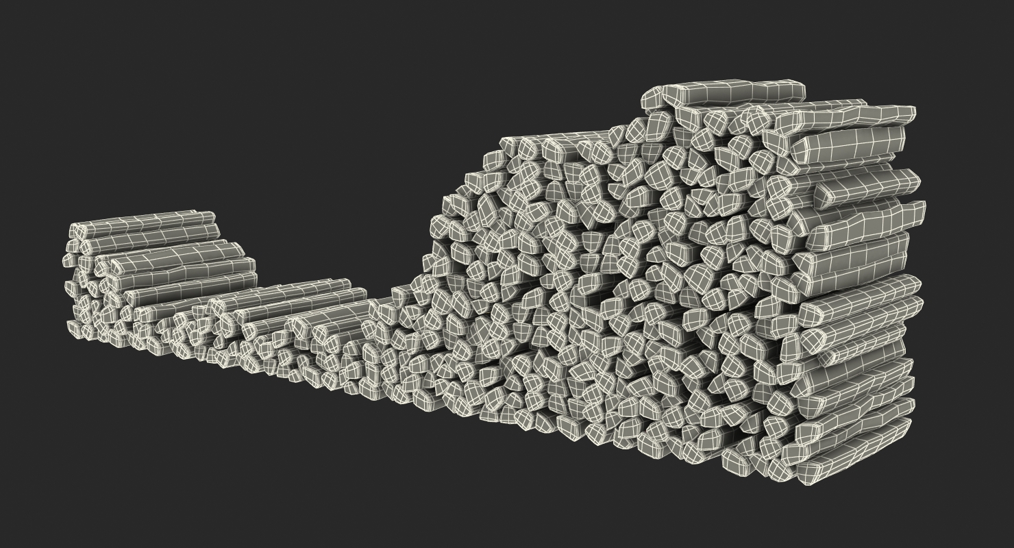 Small Woodshed with Stack of Firewood 3D