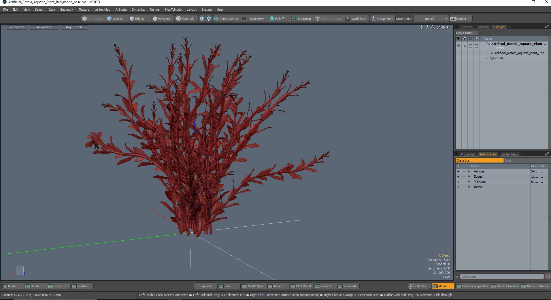 3D model Artificial Rotala Aquatic Plant Red