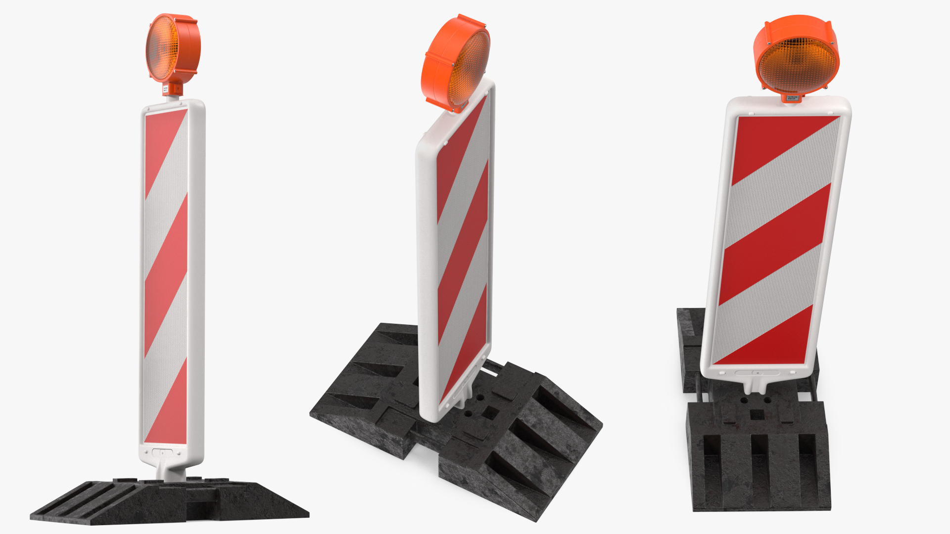 3D Roadworks Traffic Post with Warning Light