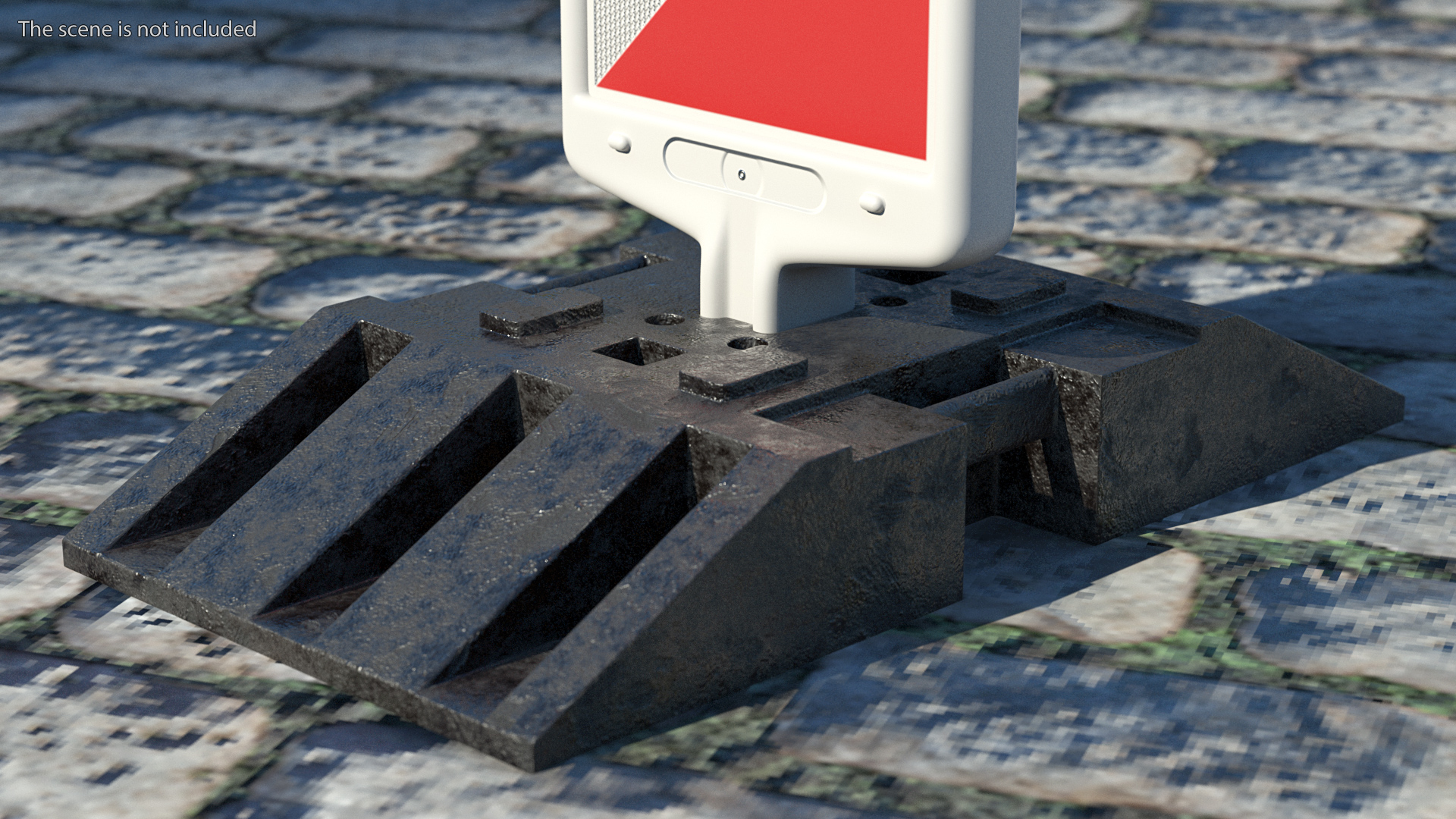 3D Roadworks Traffic Post with Warning Light