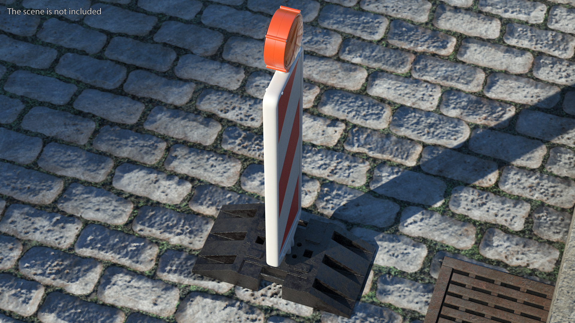 3D Roadworks Traffic Post with Warning Light