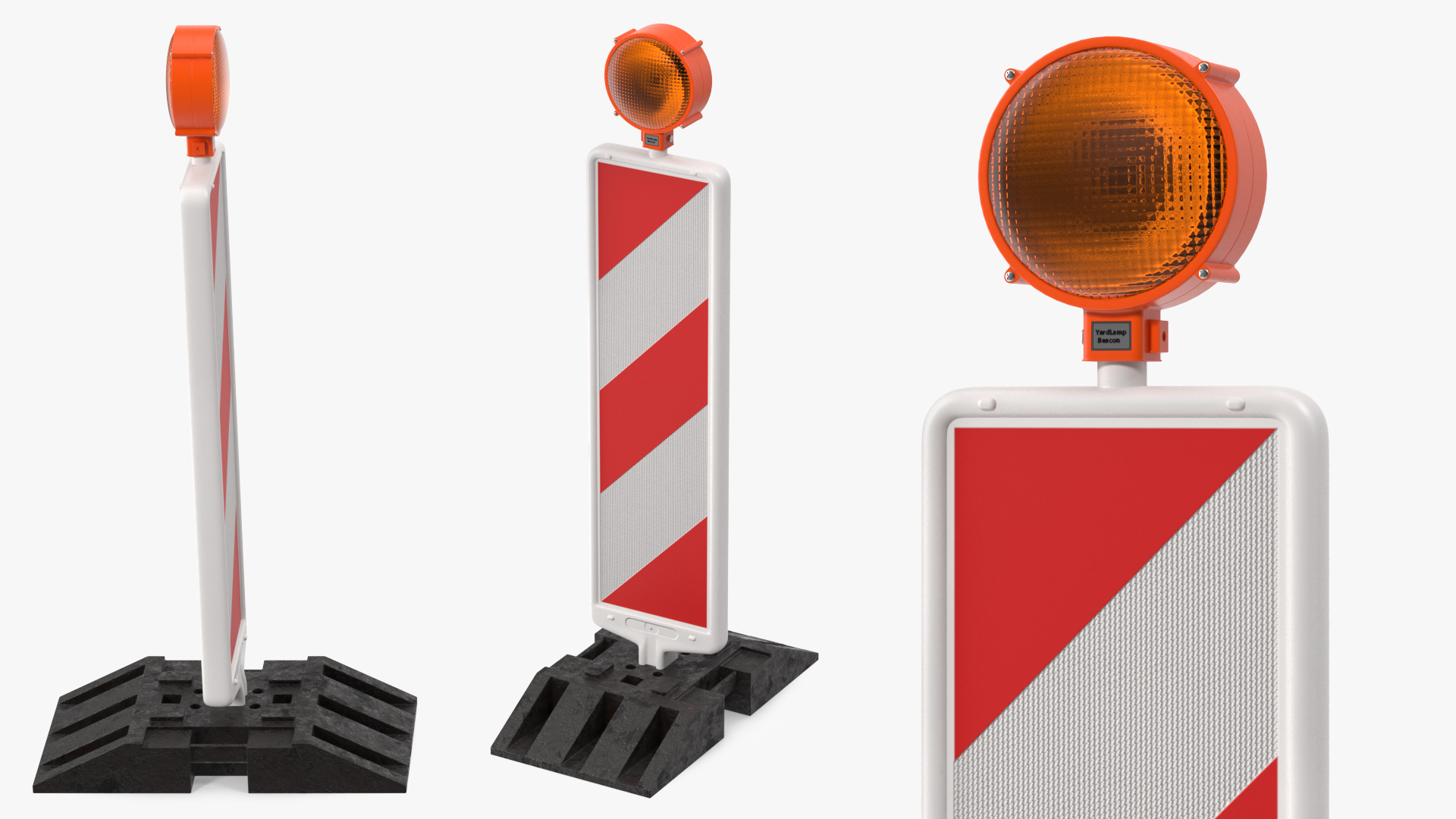 3D Roadworks Traffic Post with Warning Light