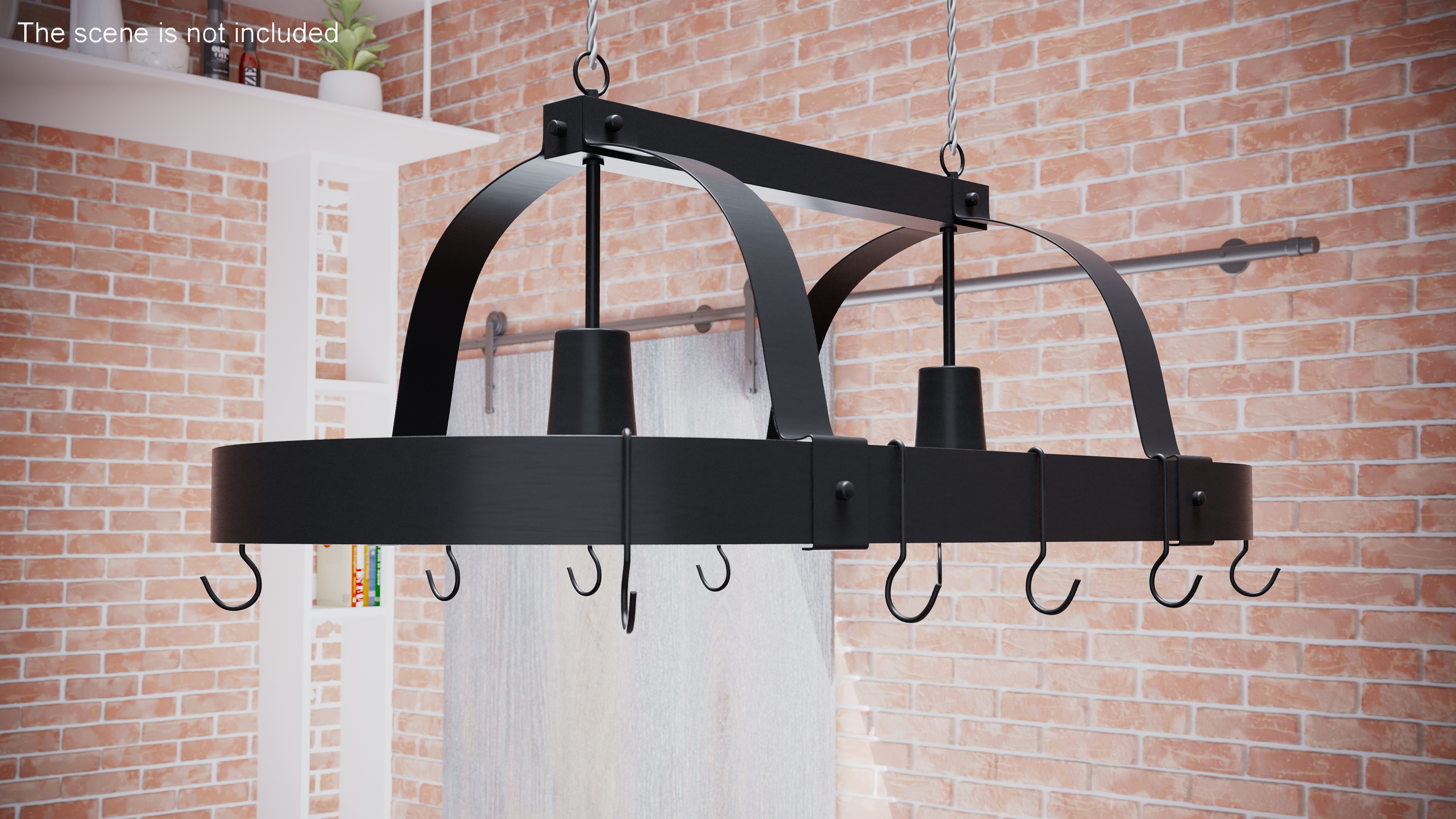 Ceiling Mount Pot Rack Hanging Storage Black 3D model