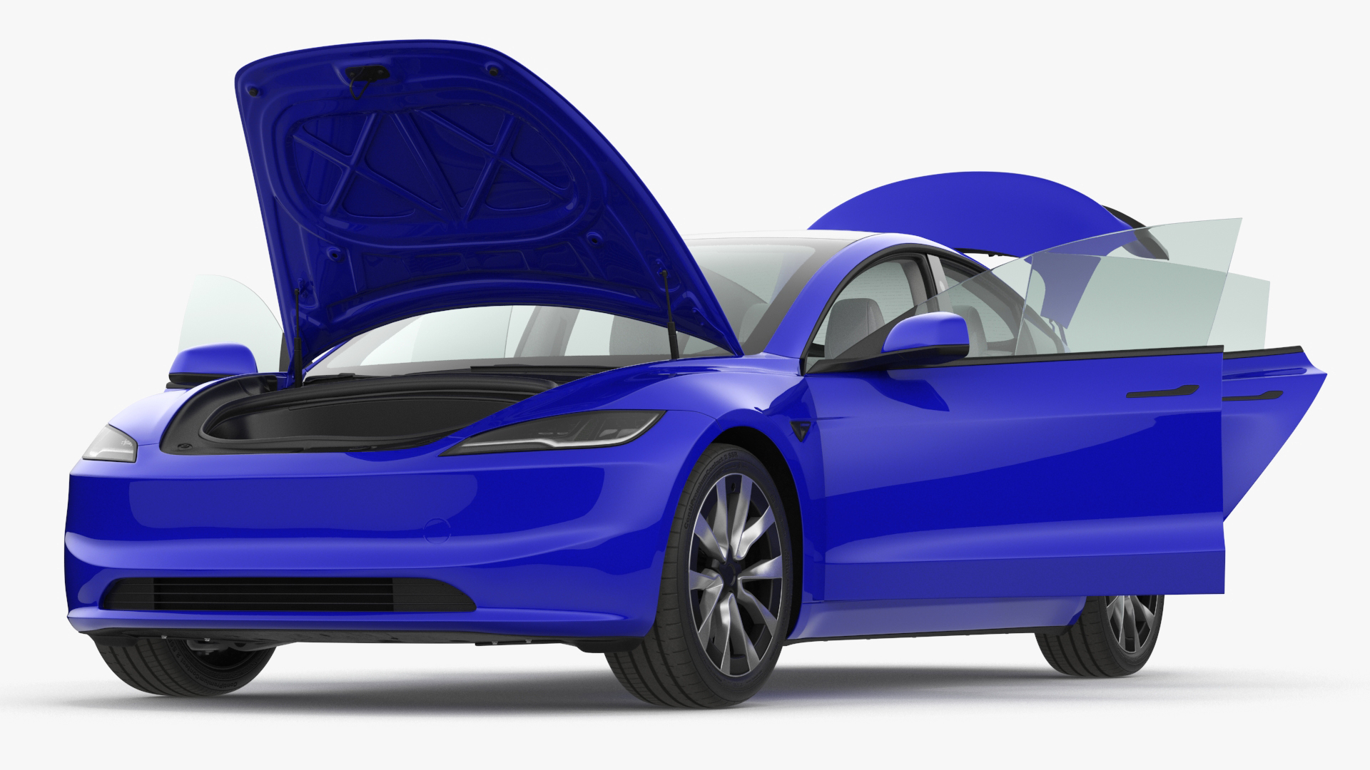 3D Modern Electric Sedan Blue