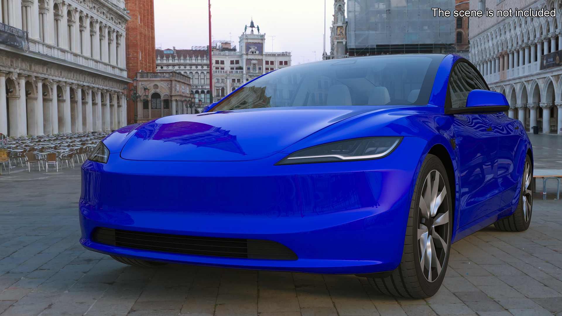 3D Modern Electric Sedan Blue
