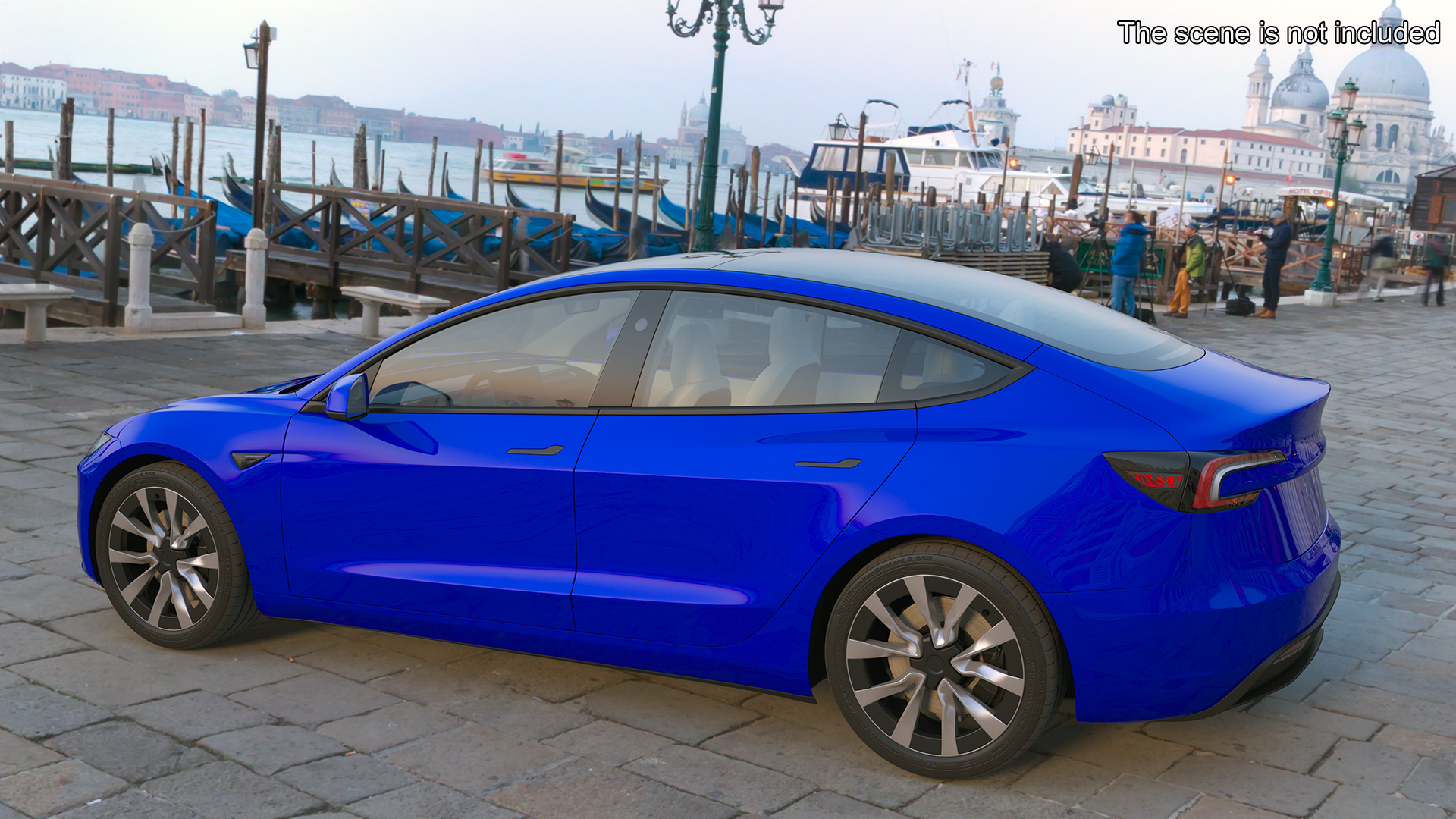 3D Modern Electric Sedan Blue