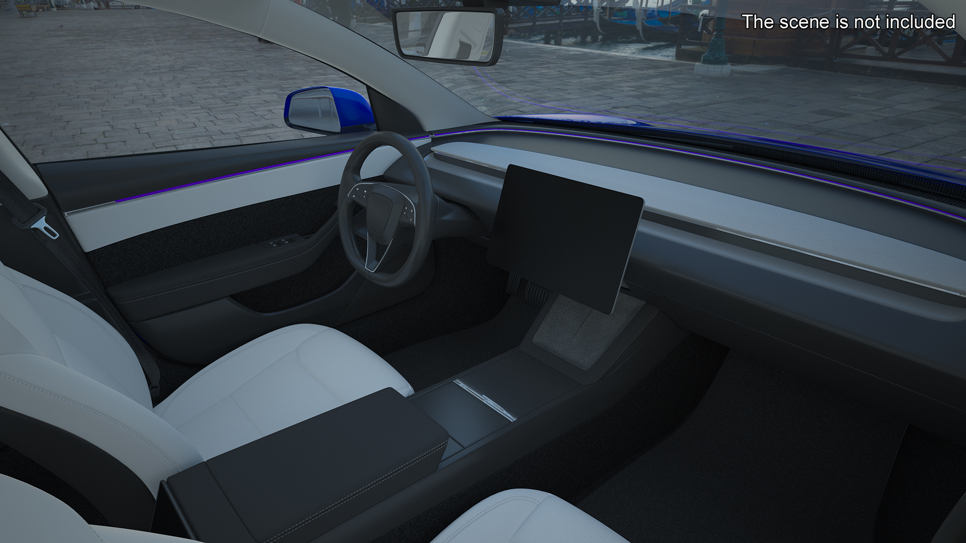 3D Modern Electric Sedan Blue