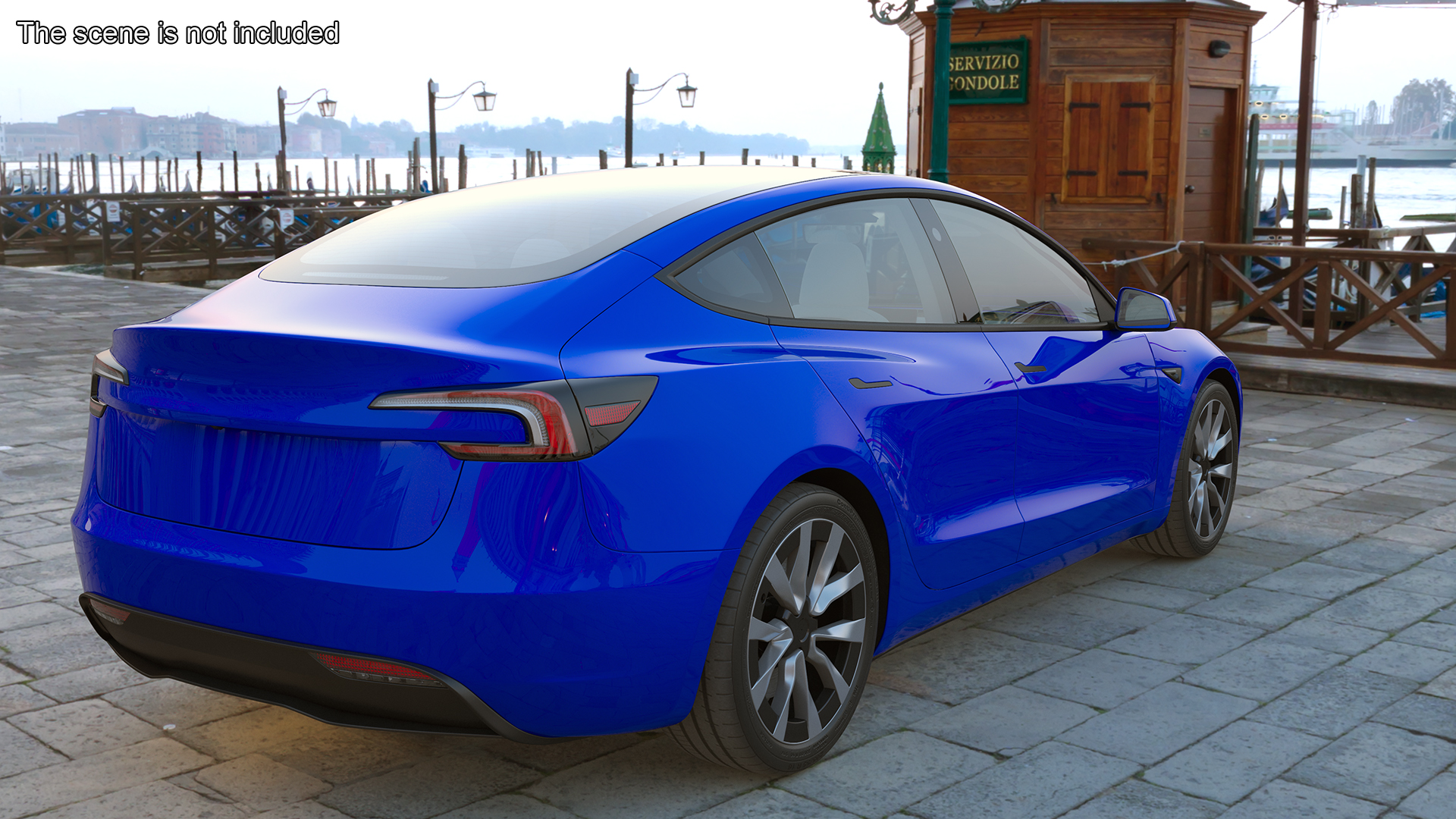 3D Modern Electric Sedan Blue