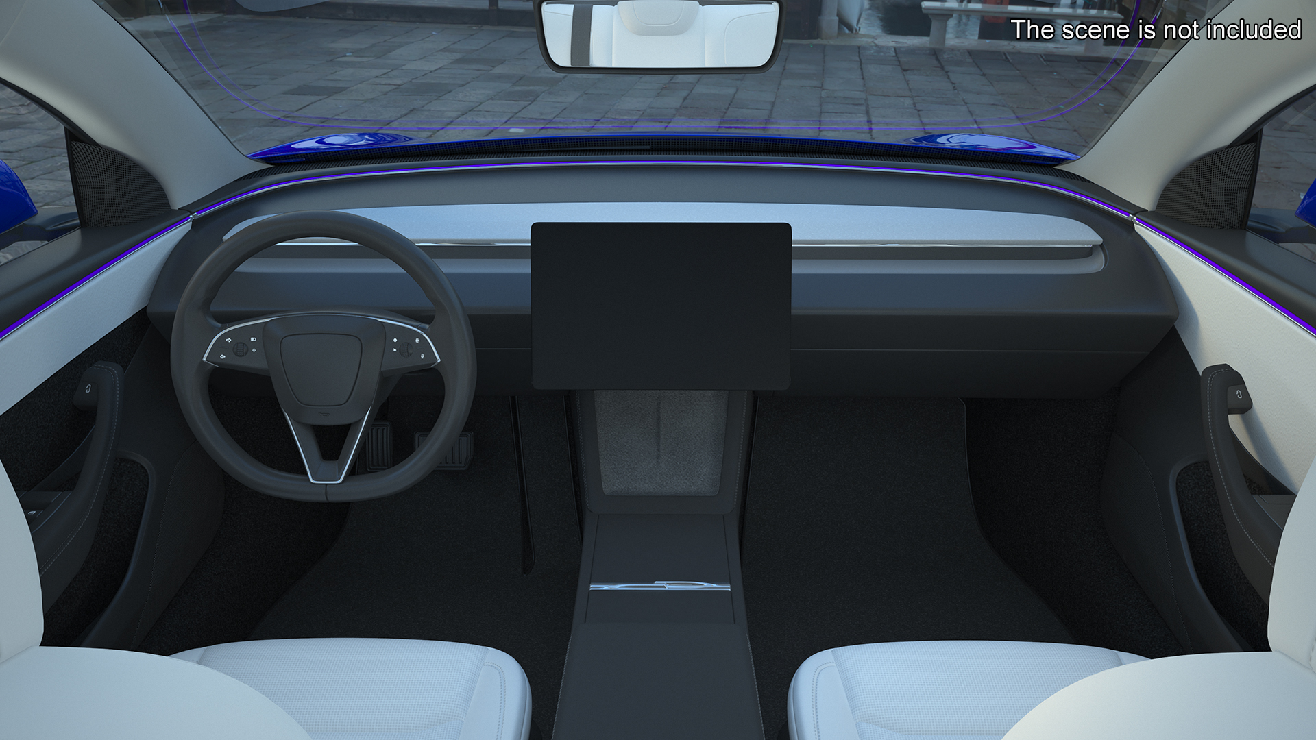 3D Modern Electric Sedan Blue