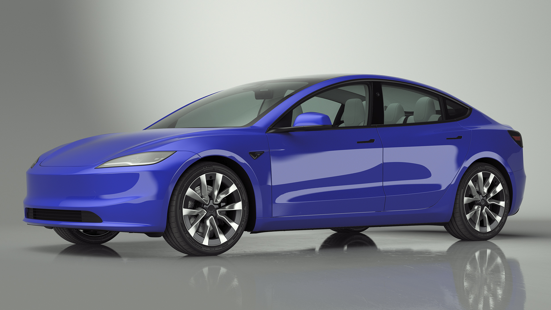 3D Modern Electric Sedan Blue