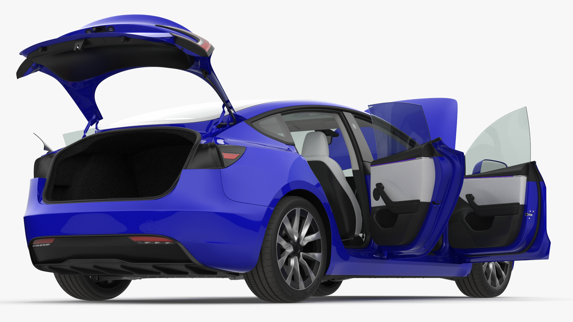 3D Modern Electric Sedan Blue
