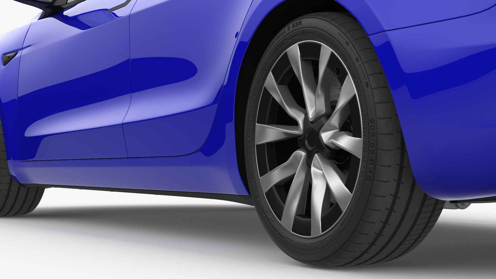 3D Modern Electric Sedan Blue