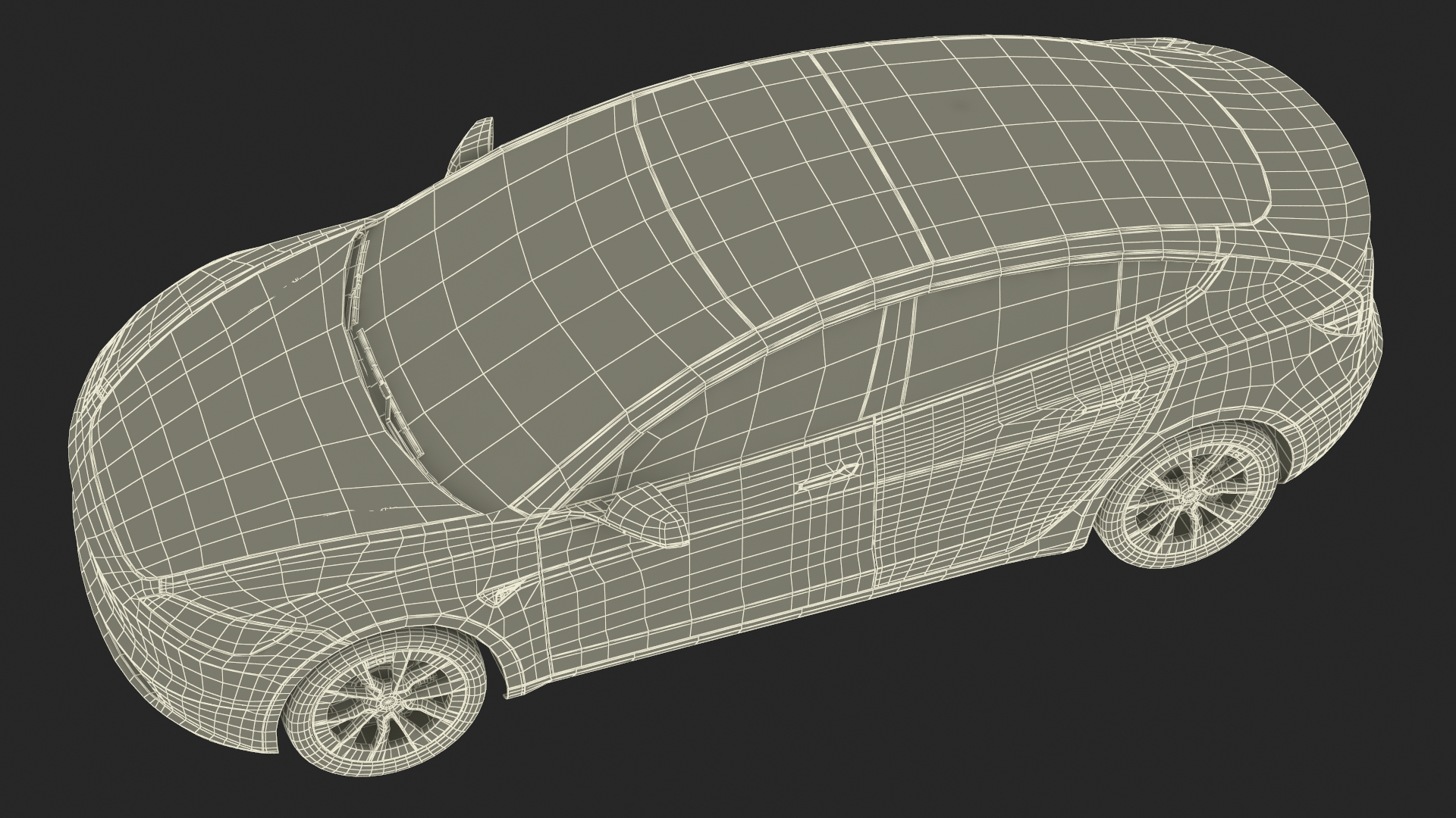 3D Modern Electric Sedan Blue