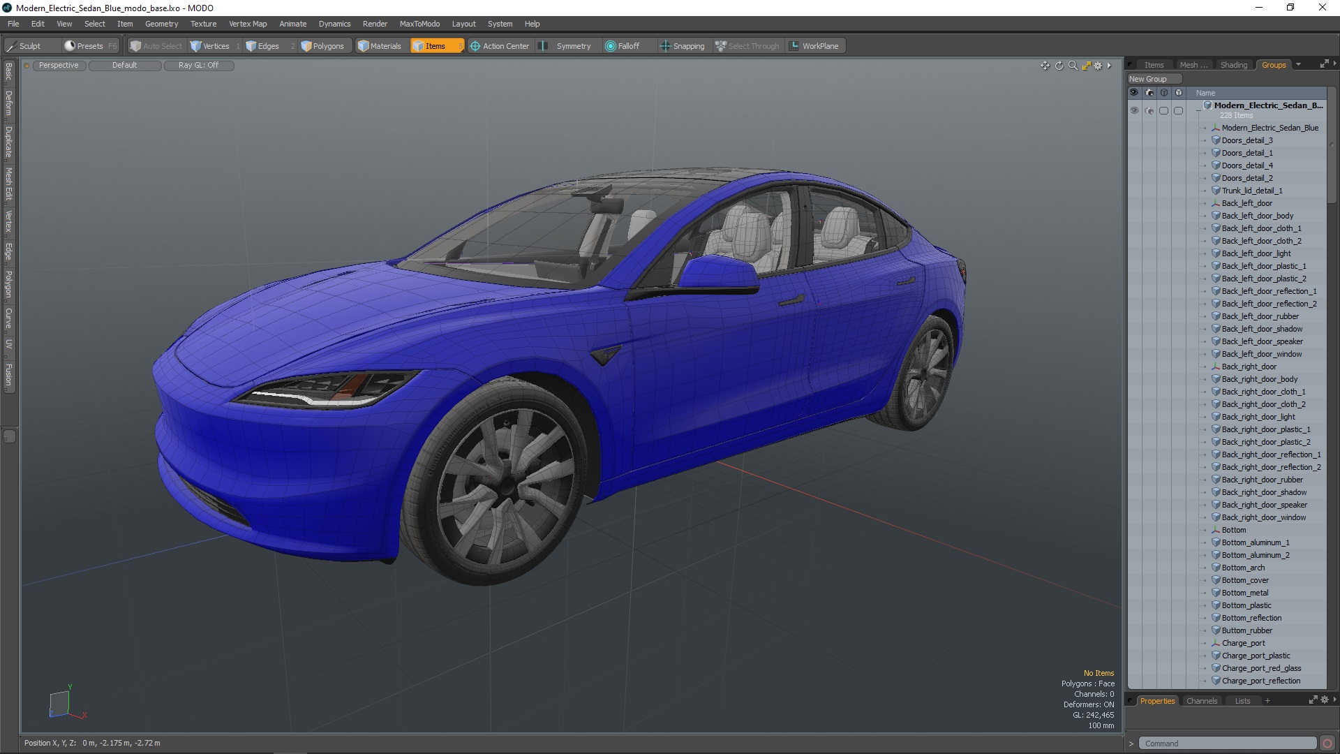 3D Modern Electric Sedan Blue