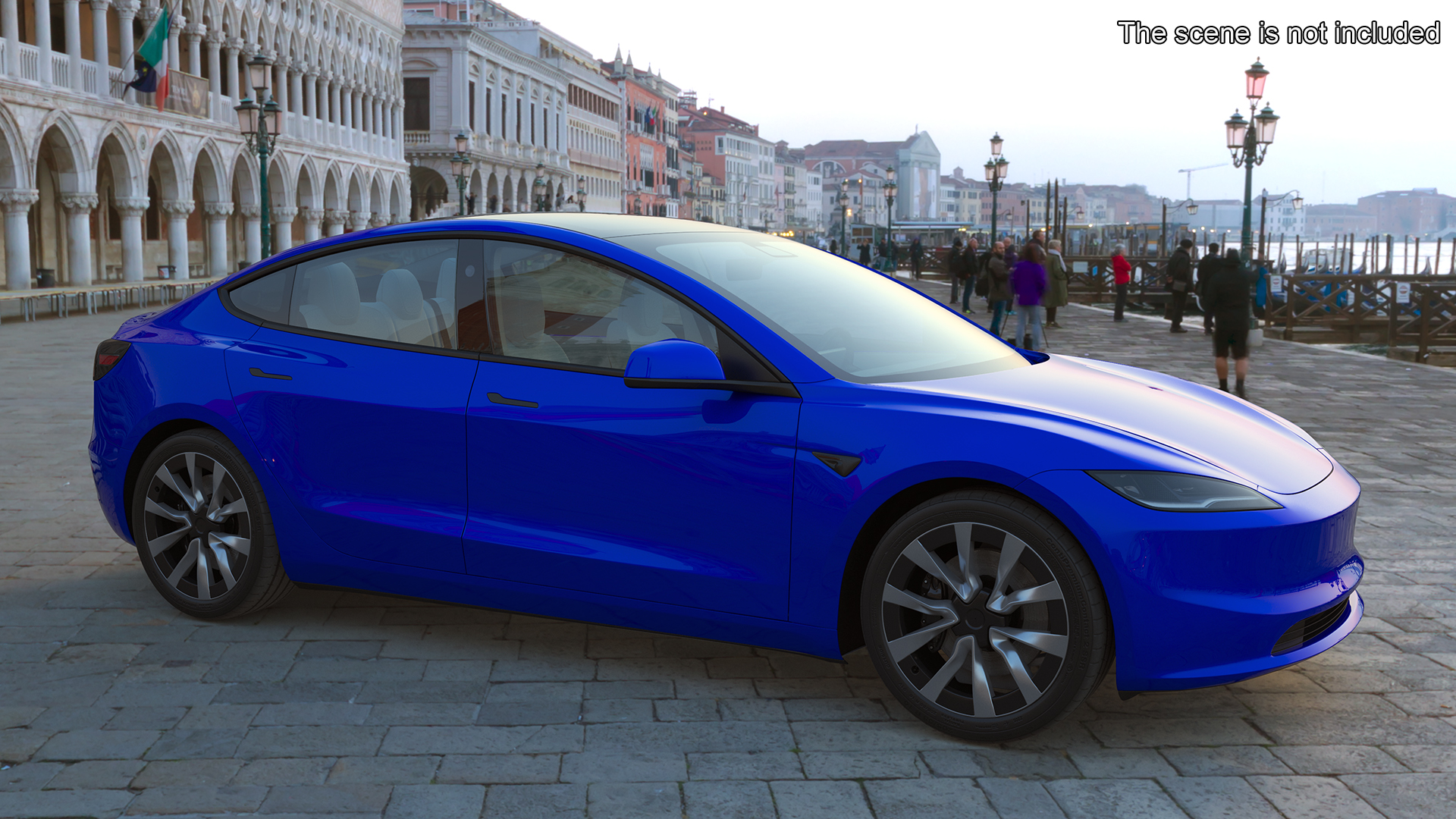 3D Modern Electric Sedan Blue