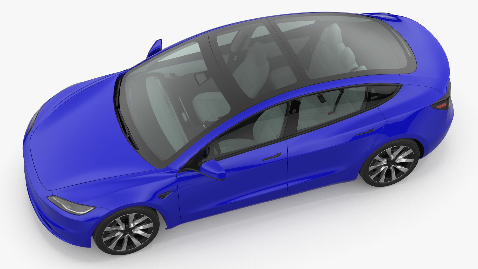 3D Modern Electric Sedan Blue