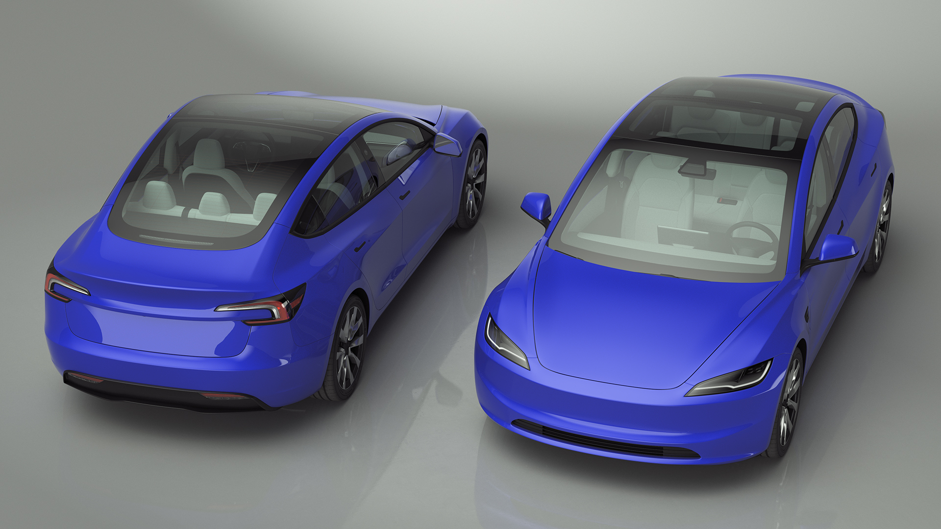 3D Modern Electric Sedan Blue
