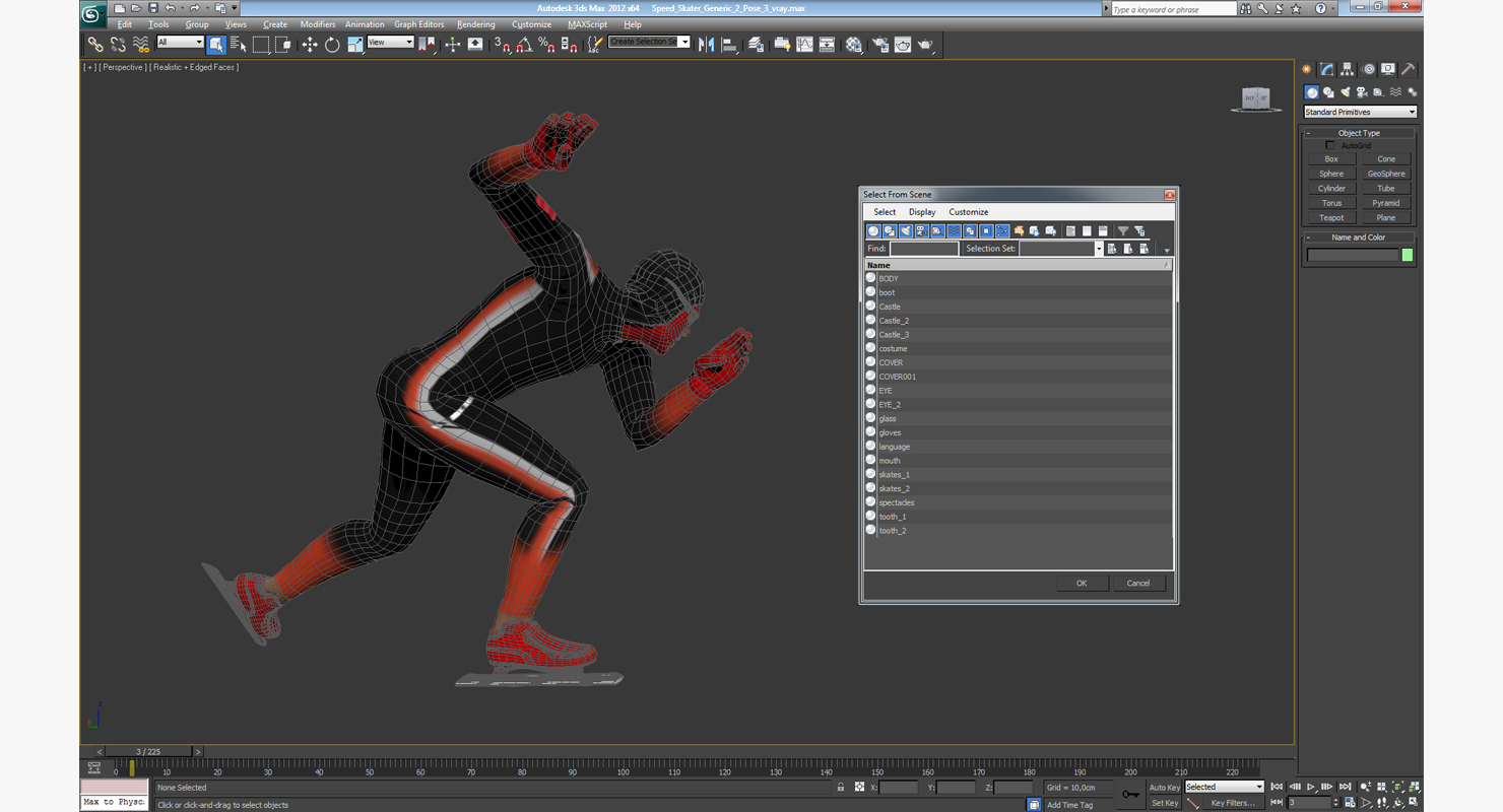 Speed Skater Generic 2 Pose 3 3D model
