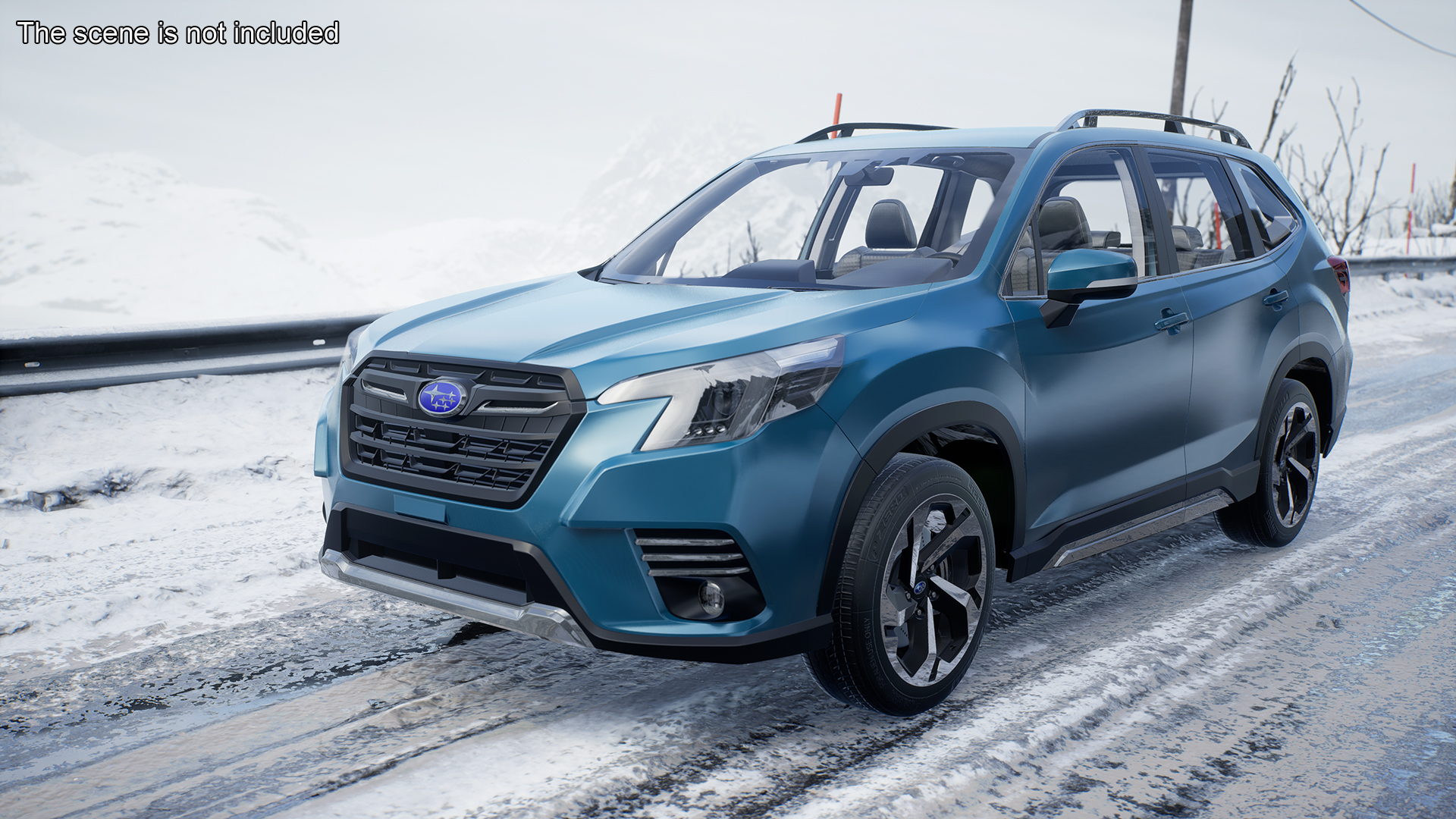 3D Blue Subaru Forester 2022 Simple Interior
