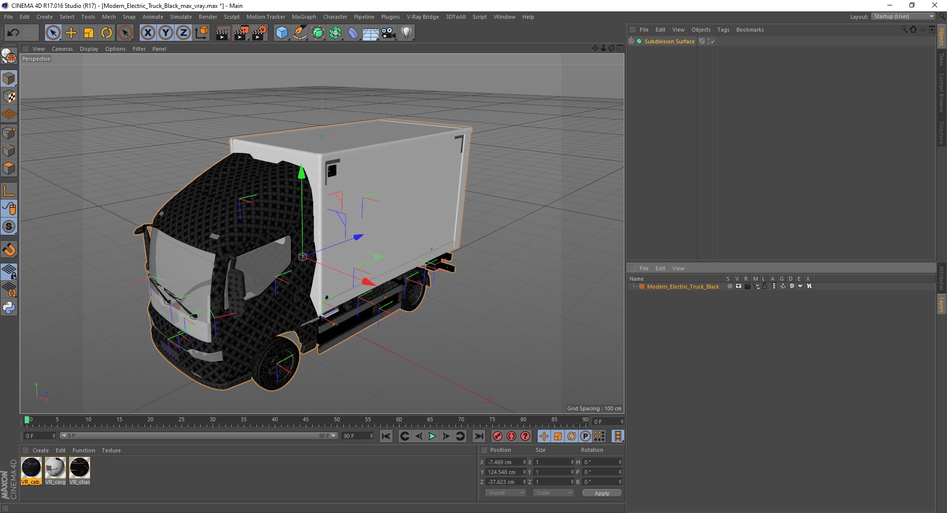 Modern Electric Truck Black 3D