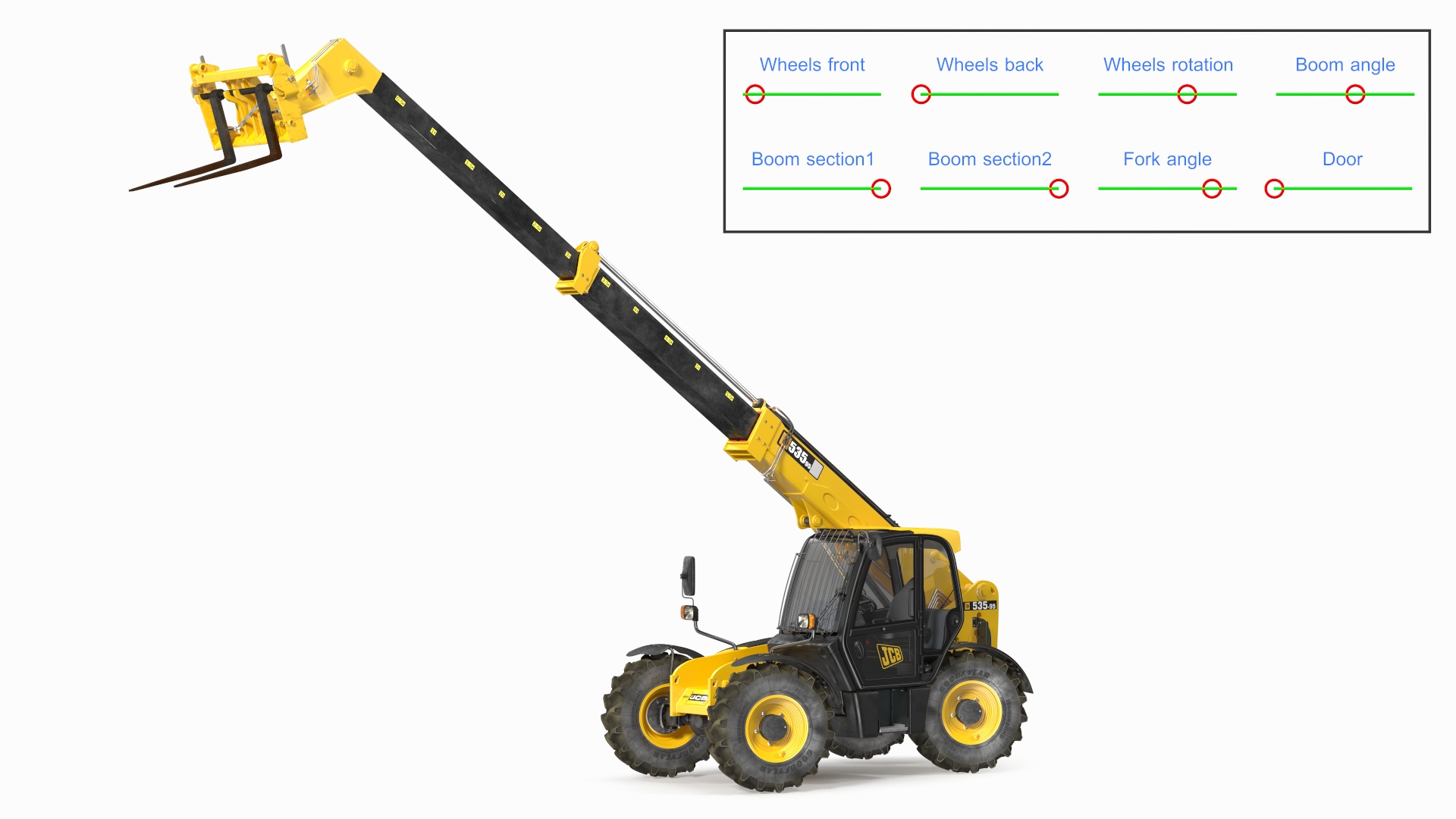 3D model Telehandler JCB 535 Rigged for Maya