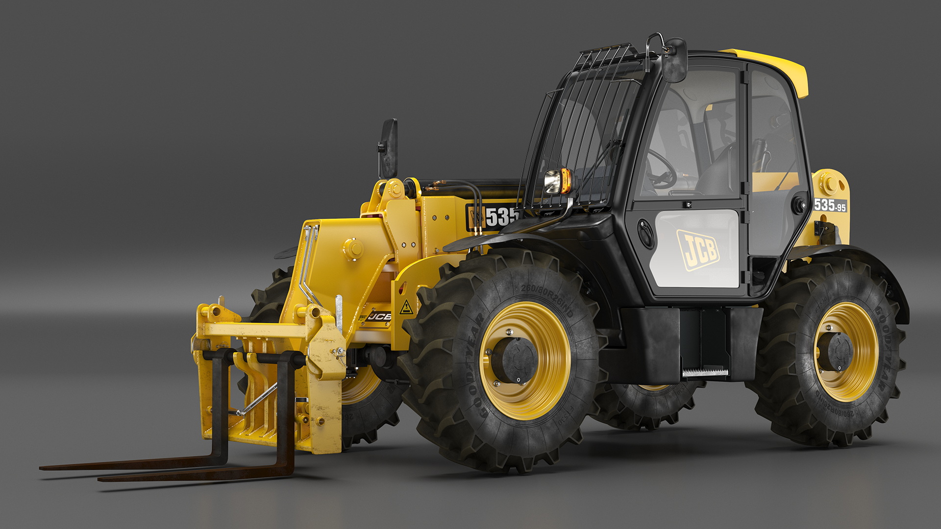 3D model Telehandler JCB 535 Rigged for Maya