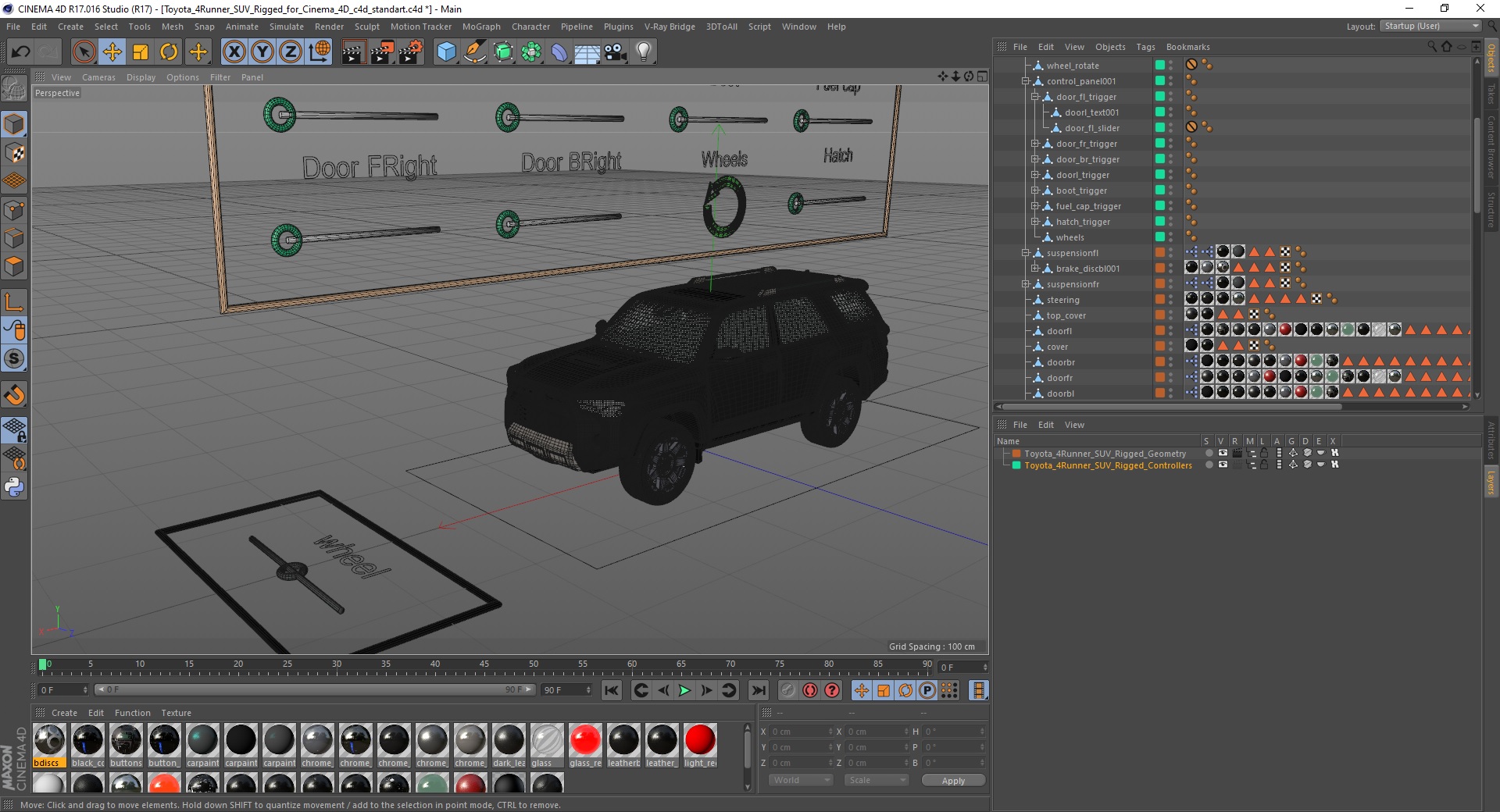 Toyota 4Runner SUV Rigged for Cinema 4D 3D model