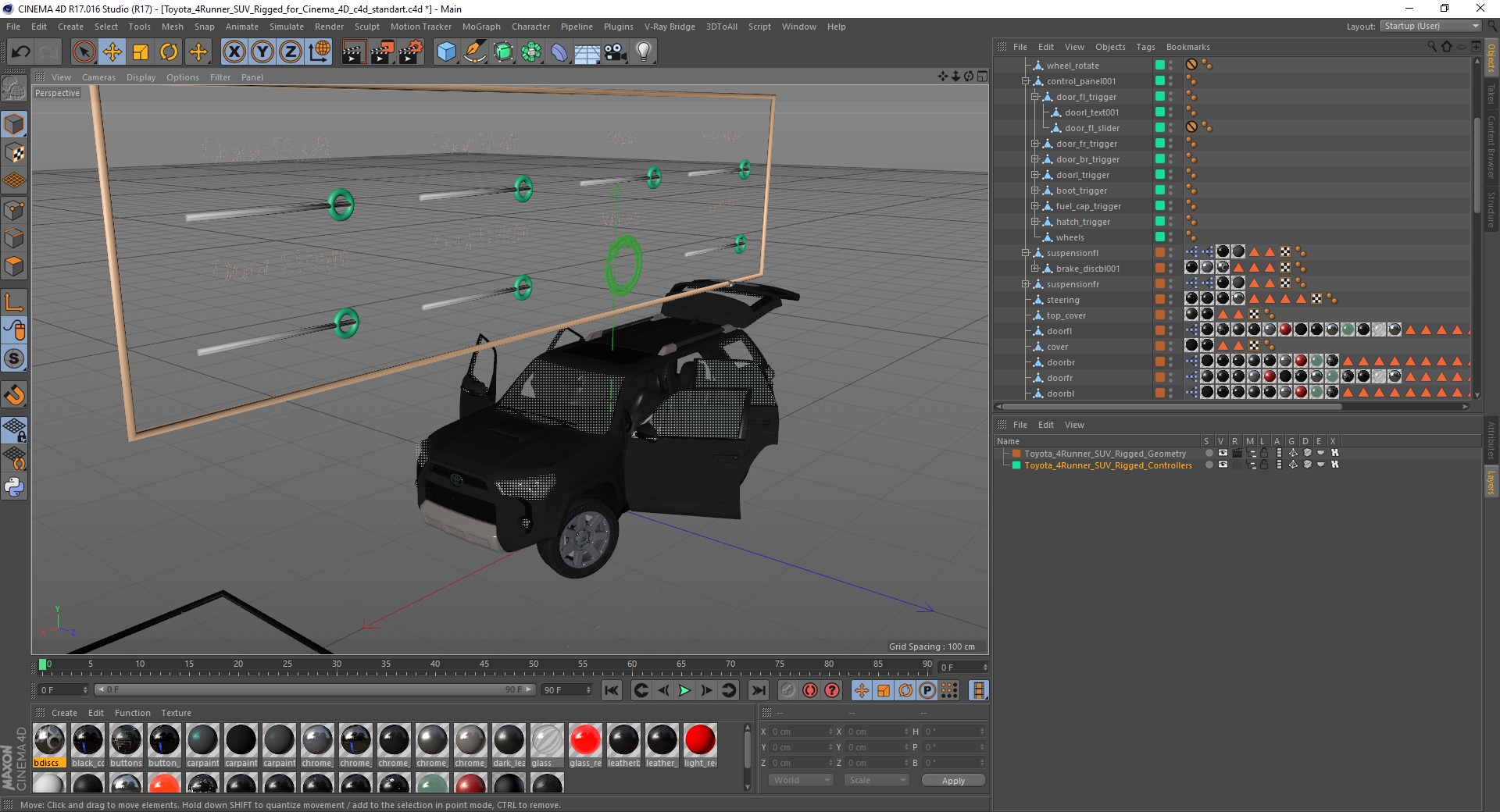 Toyota 4Runner SUV Rigged for Cinema 4D 3D model