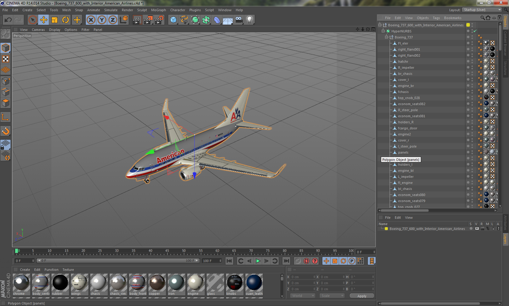 3D Boeing 737 600 with Interior American Airlines