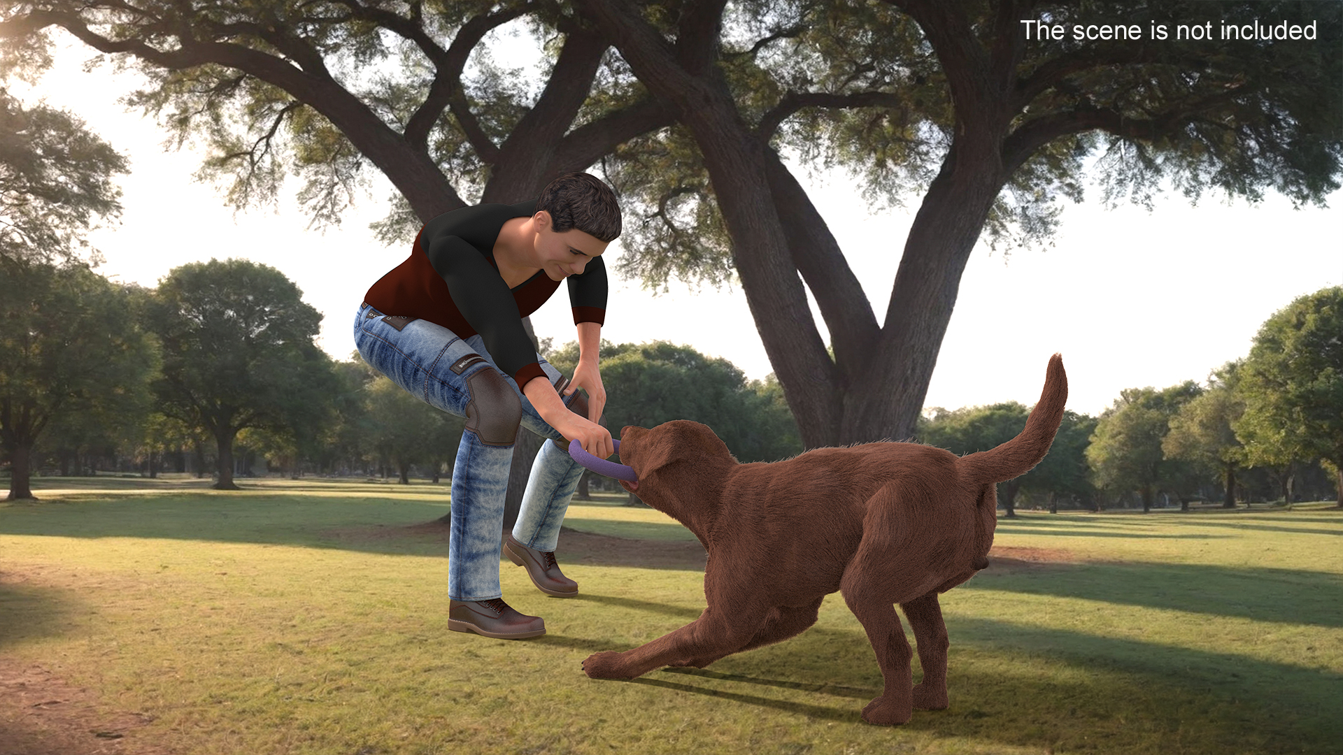3D model Dog Owner Playing with Labrador Fur
