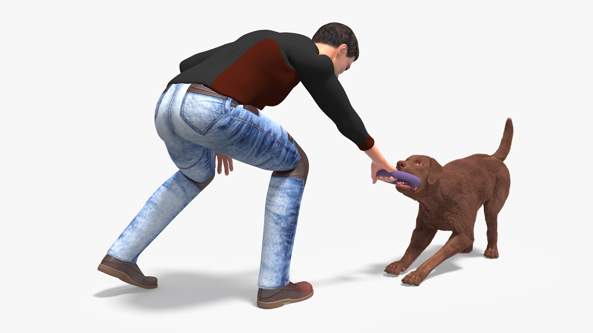 3D model Dog Owner Playing with Labrador Fur