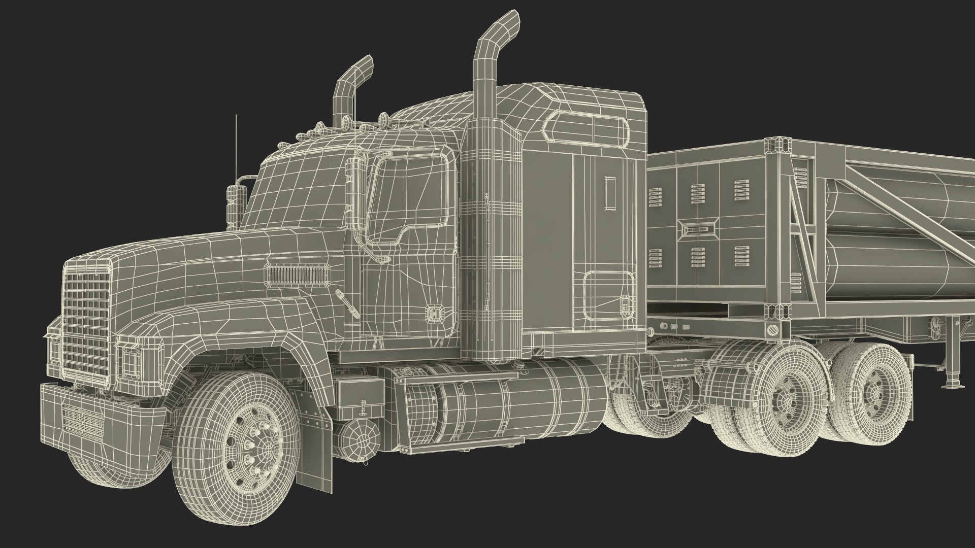 3D model Freight Truck with Liquefied Natural Gas Transport Trailer Rigged
