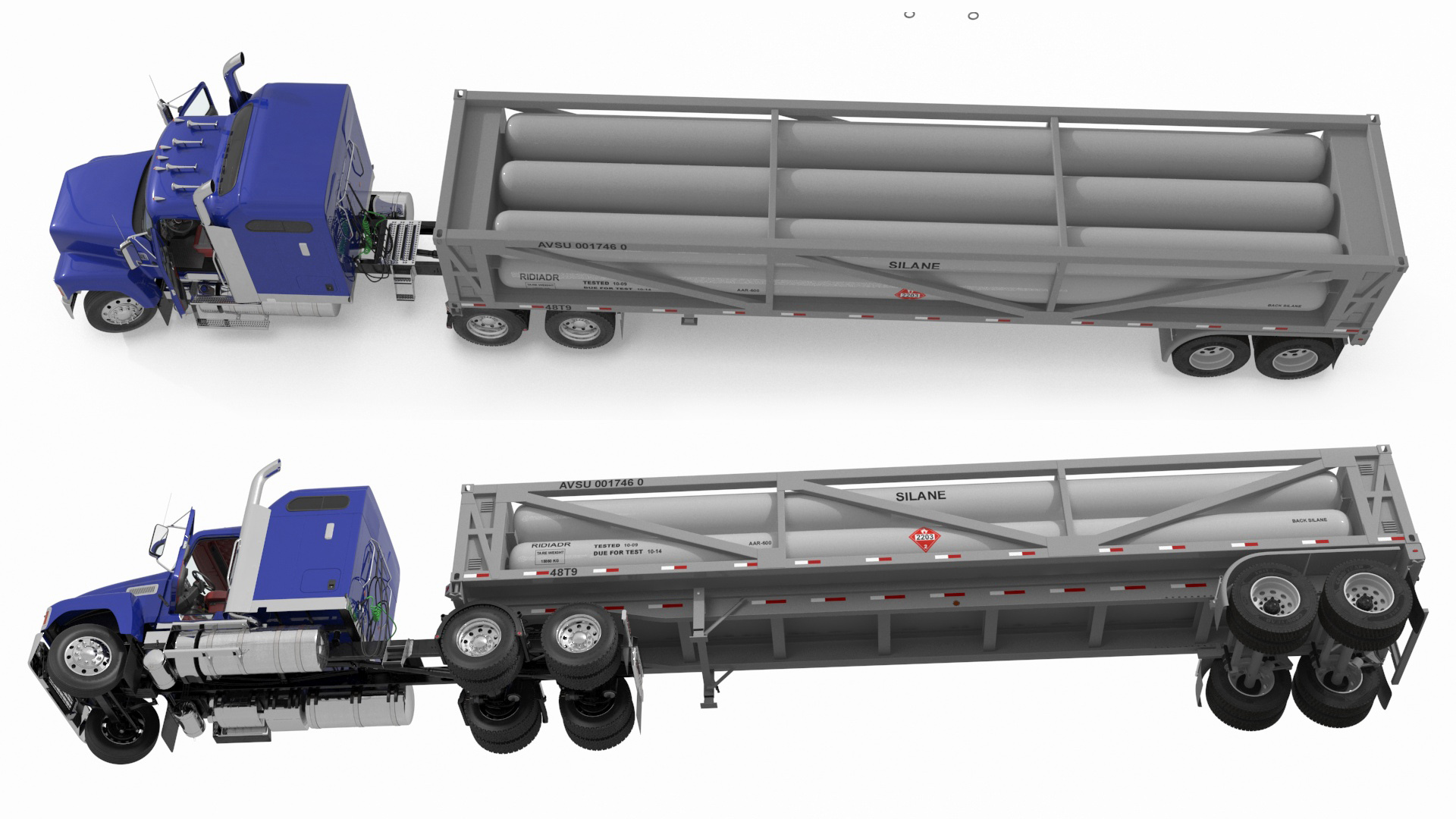 3D model Freight Truck with Liquefied Natural Gas Transport Trailer Rigged