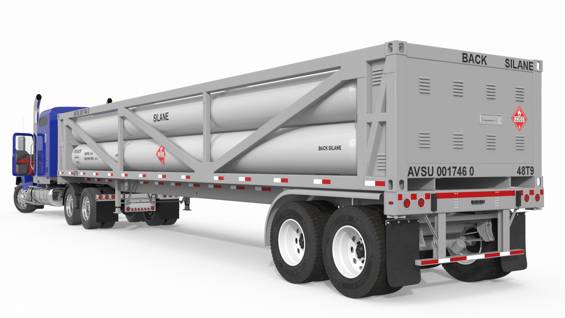 3D model Freight Truck with Liquefied Natural Gas Transport Trailer Rigged