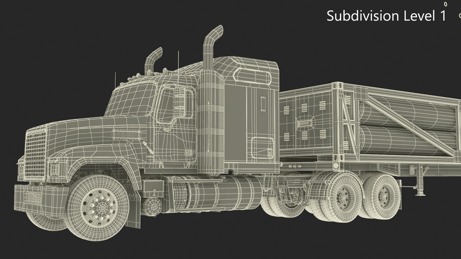 3D model Freight Truck with Liquefied Natural Gas Transport Trailer Rigged