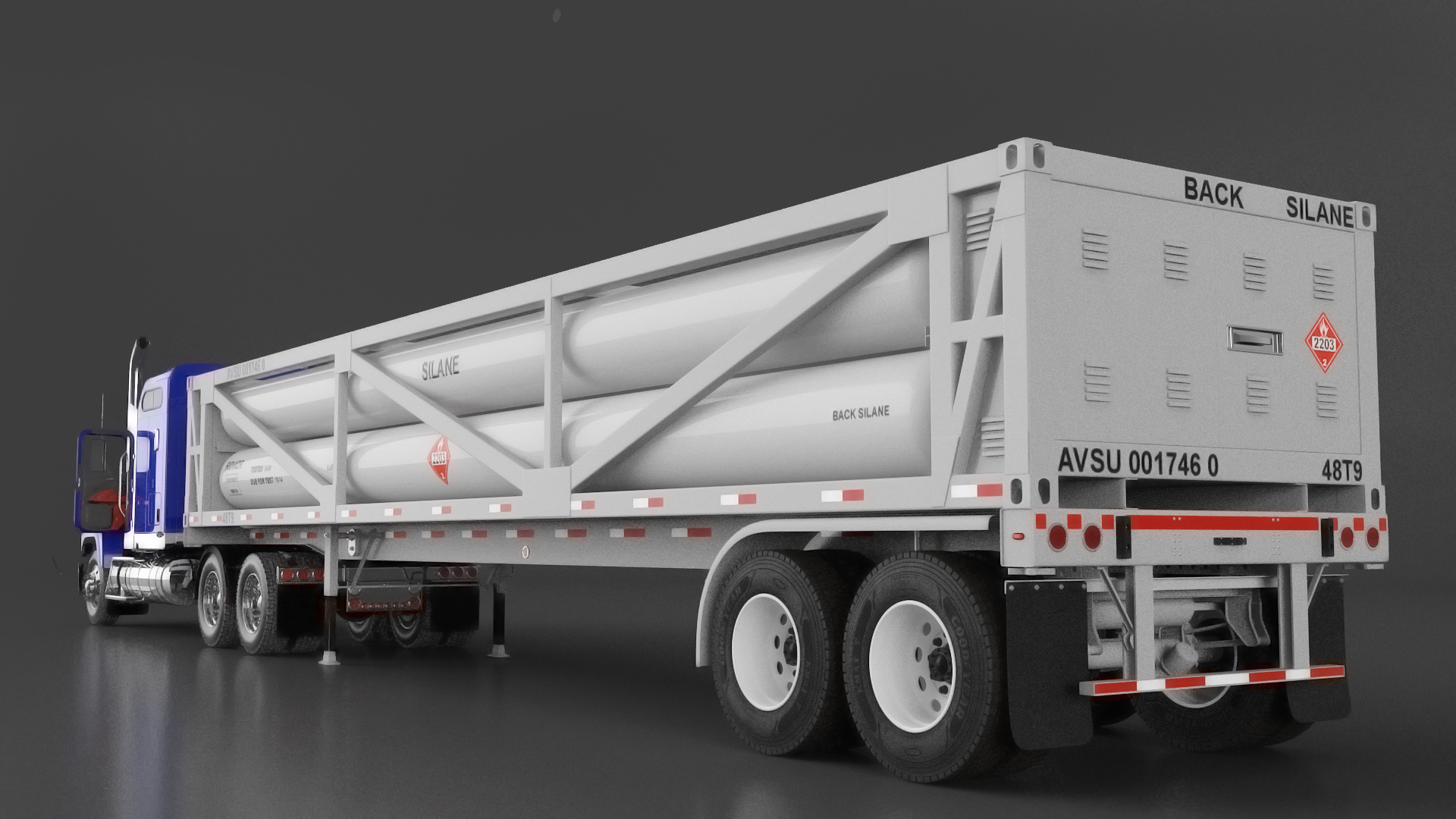 3D model Freight Truck with Liquefied Natural Gas Transport Trailer Rigged