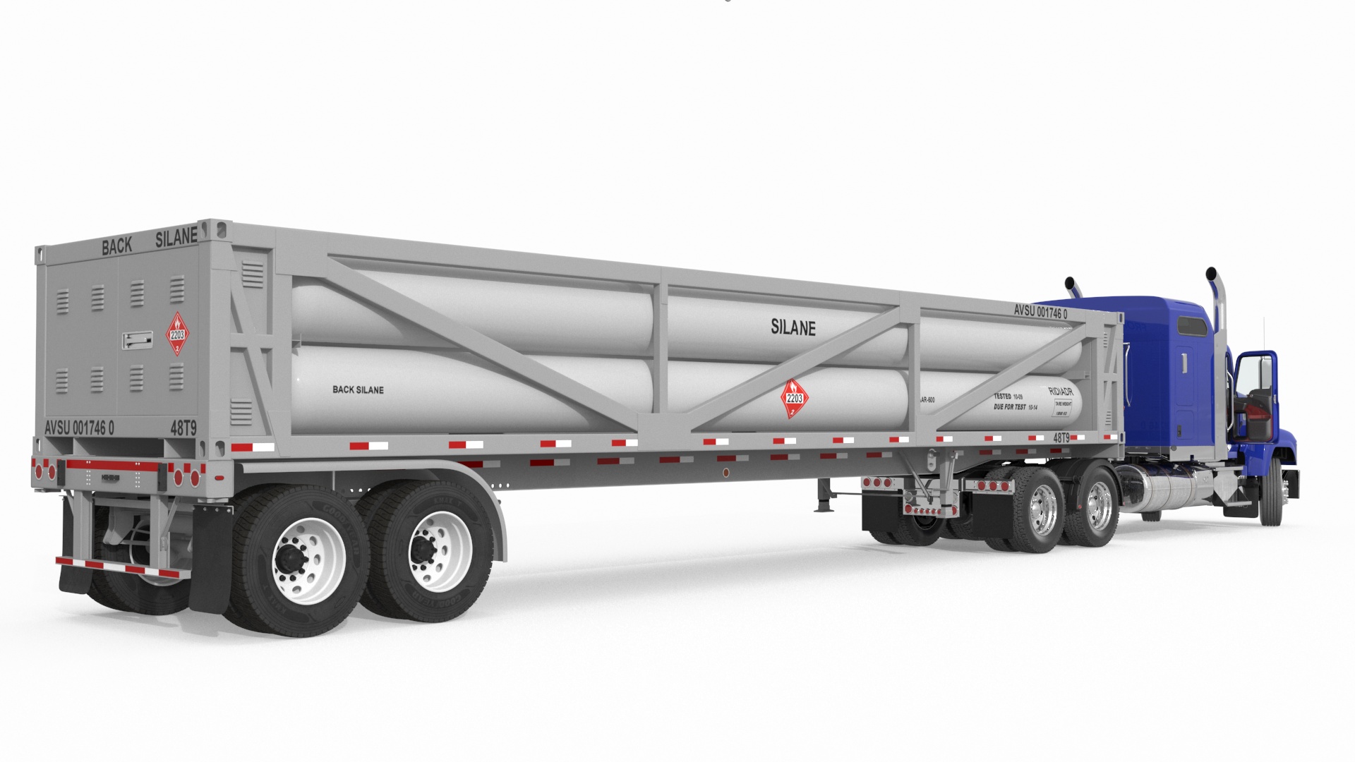 3D model Freight Truck with Liquefied Natural Gas Transport Trailer Rigged