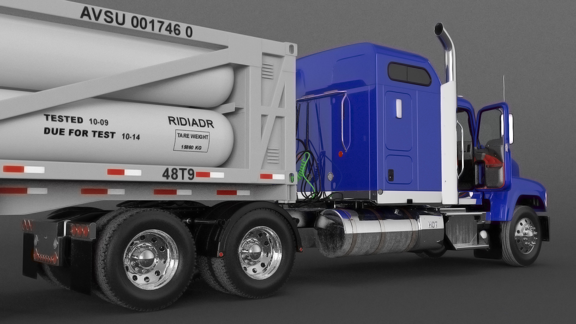 3D model Freight Truck with Liquefied Natural Gas Transport Trailer Rigged