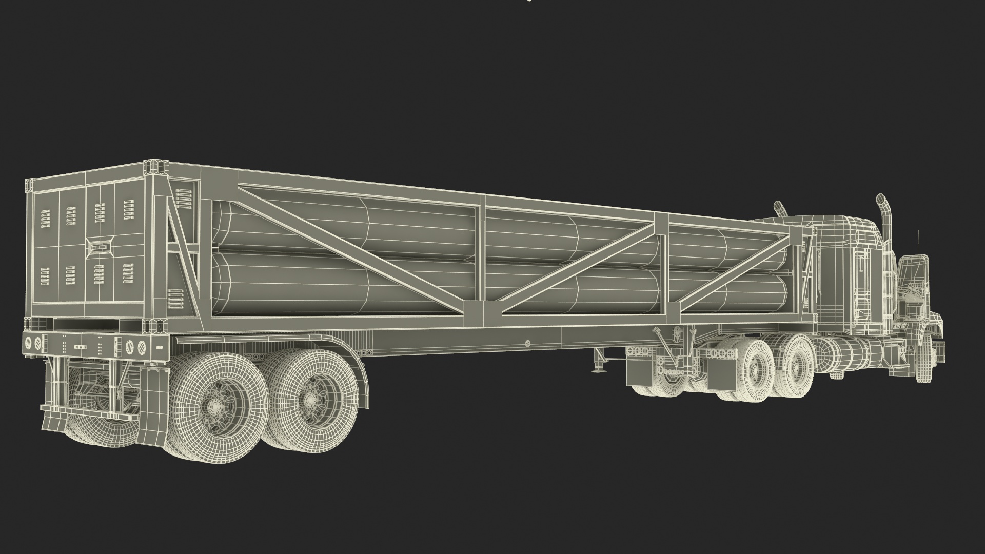 3D model Freight Truck with Liquefied Natural Gas Transport Trailer Rigged