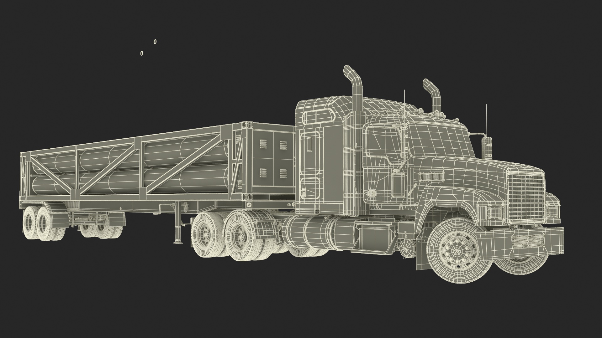 3D model Freight Truck with Liquefied Natural Gas Transport Trailer Rigged