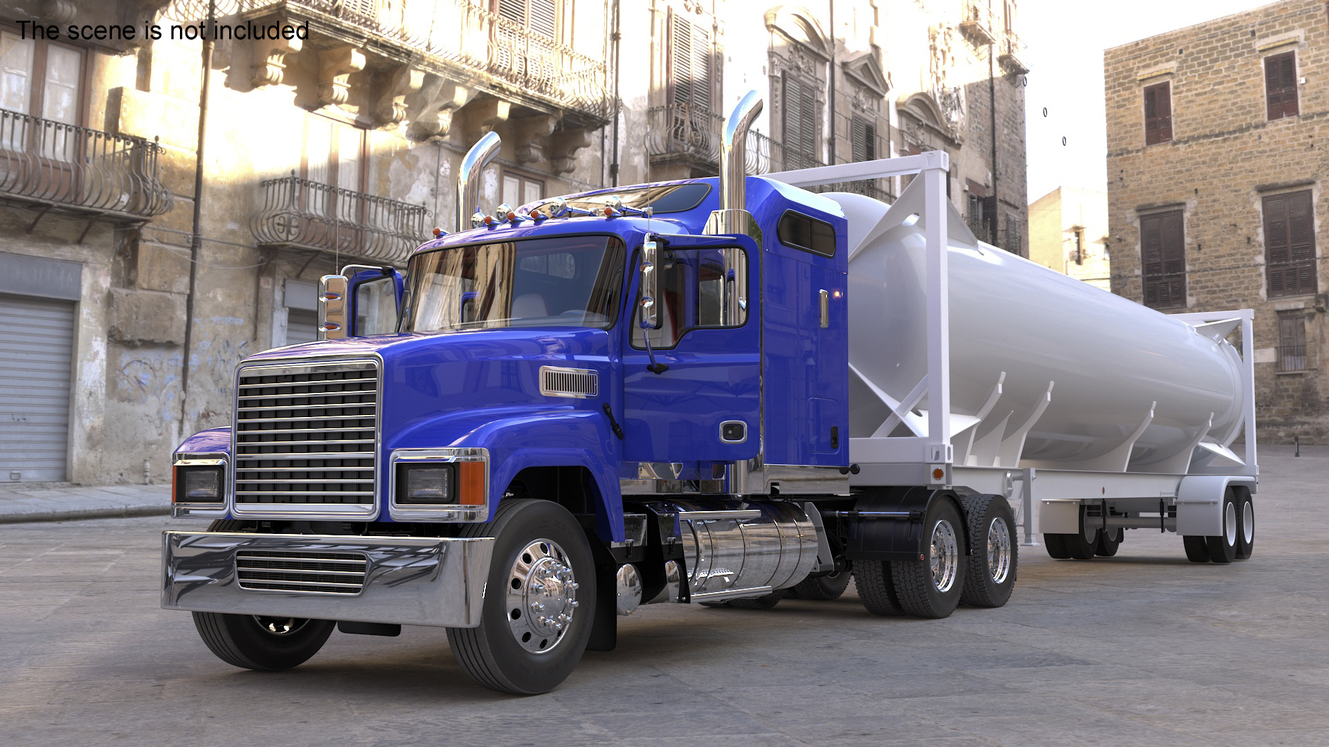 3D model Freight Truck with Liquefied Natural Gas Transport Trailer Rigged