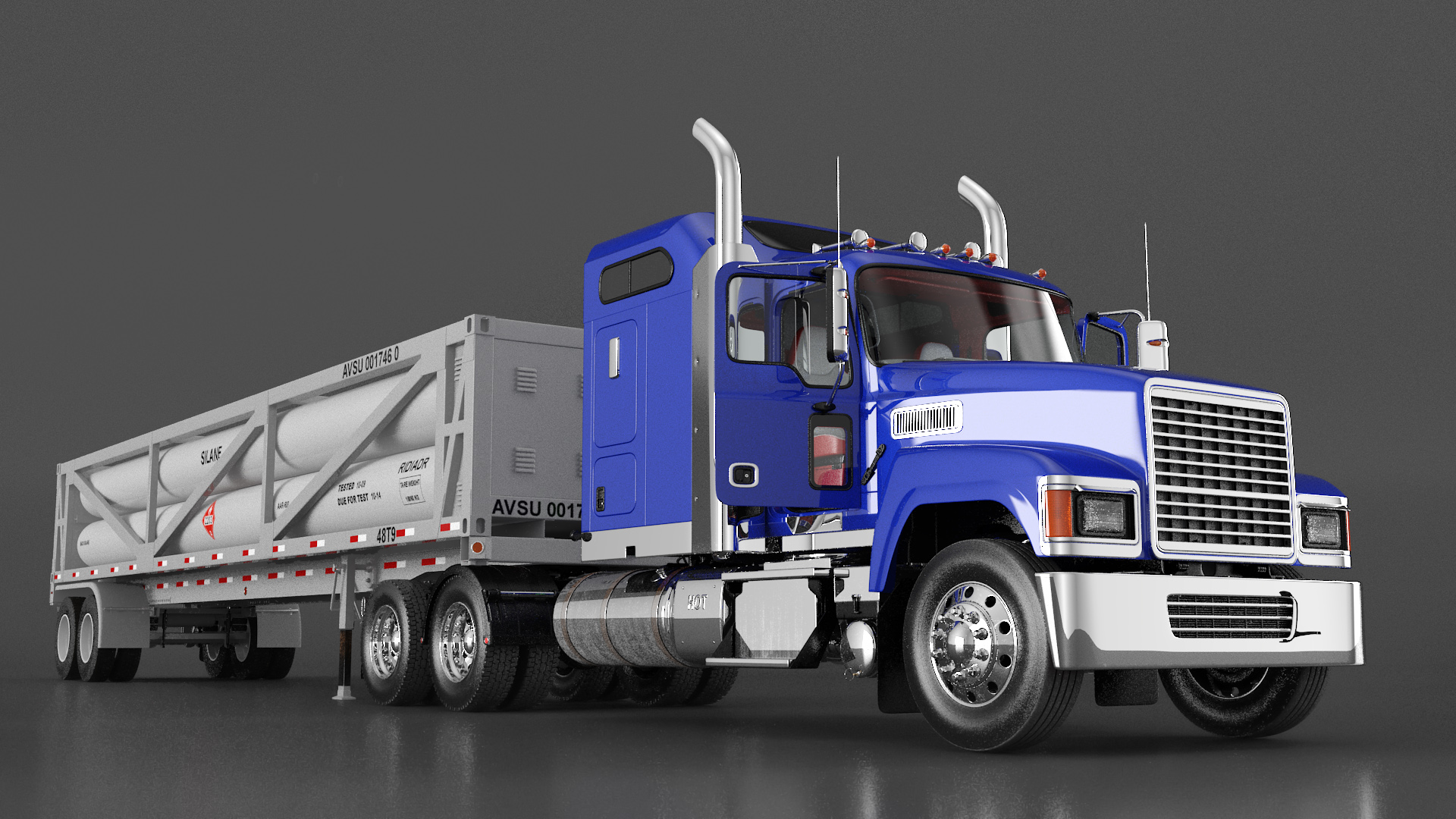 3D model Freight Truck with Liquefied Natural Gas Transport Trailer Rigged