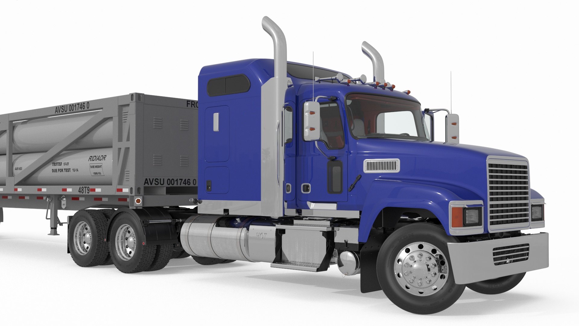 3D model Freight Truck with Liquefied Natural Gas Transport Trailer Rigged