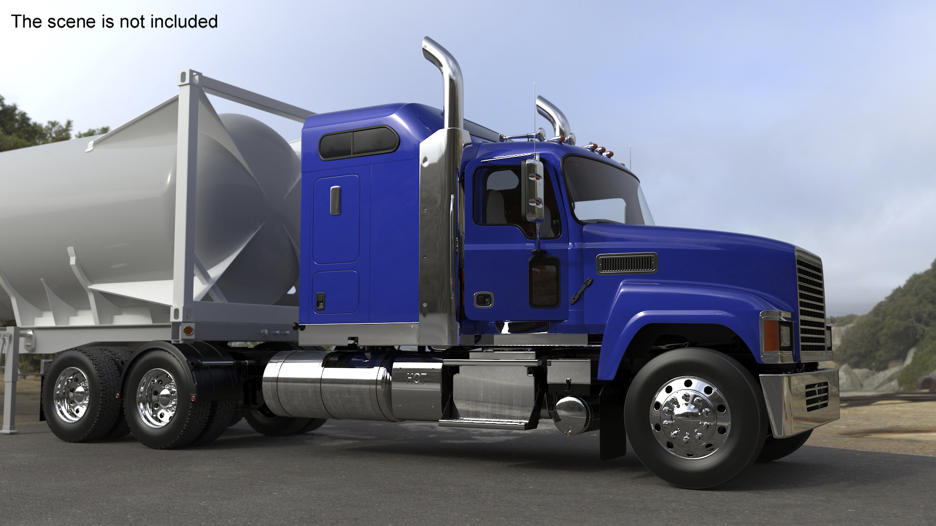 3D model Freight Truck with Liquefied Natural Gas Transport Trailer Rigged