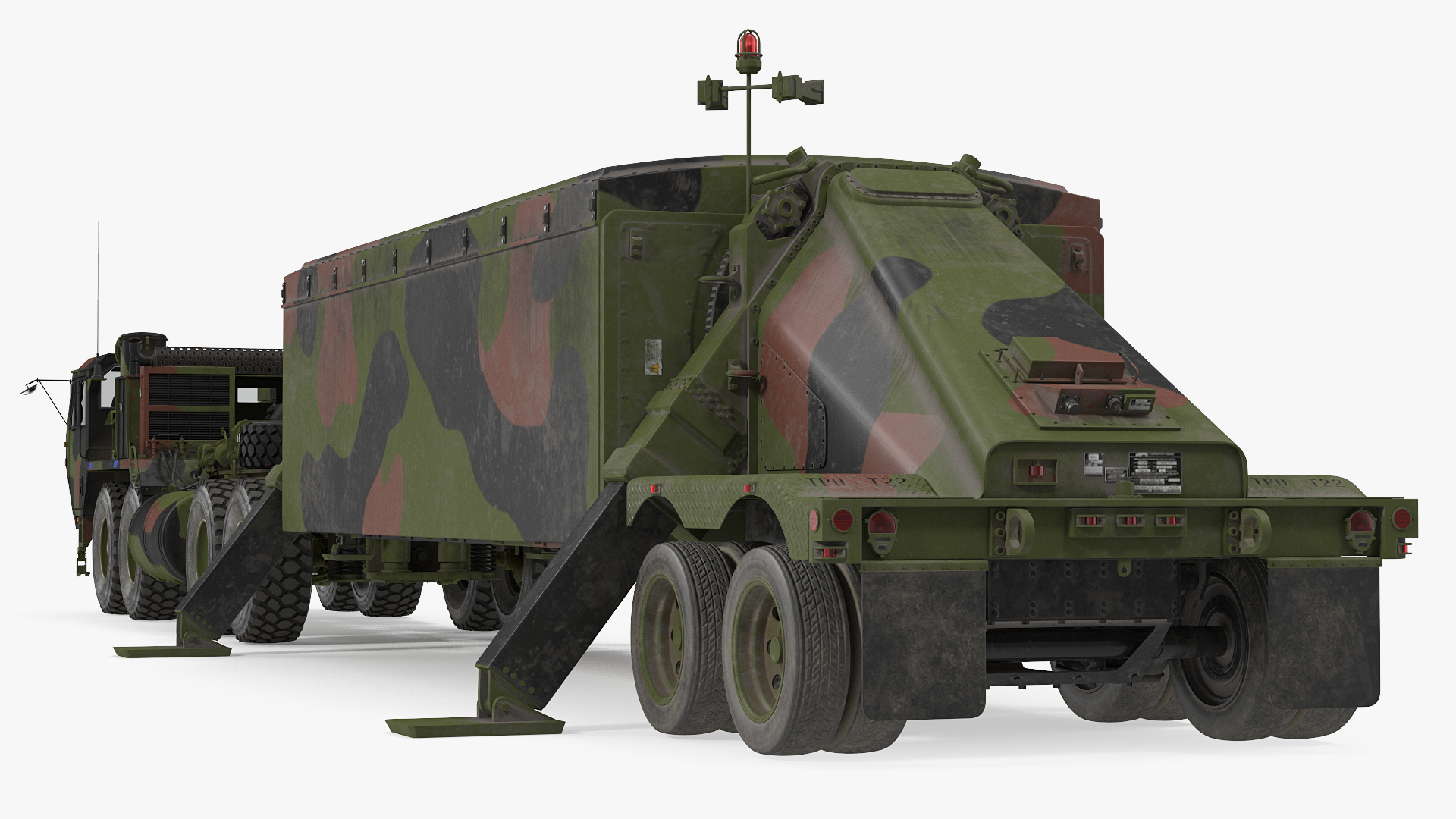 Camo M983 Tractor with THAAD TPY2 Radar 3D model