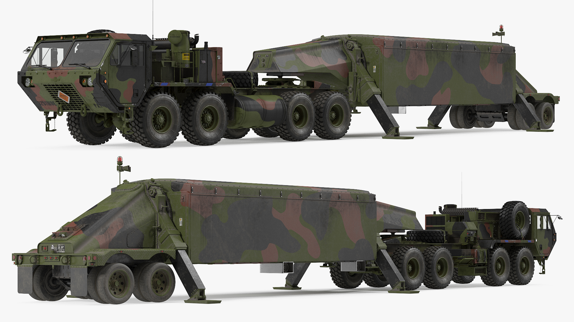 Camo M983 Tractor with THAAD TPY2 Radar 3D model