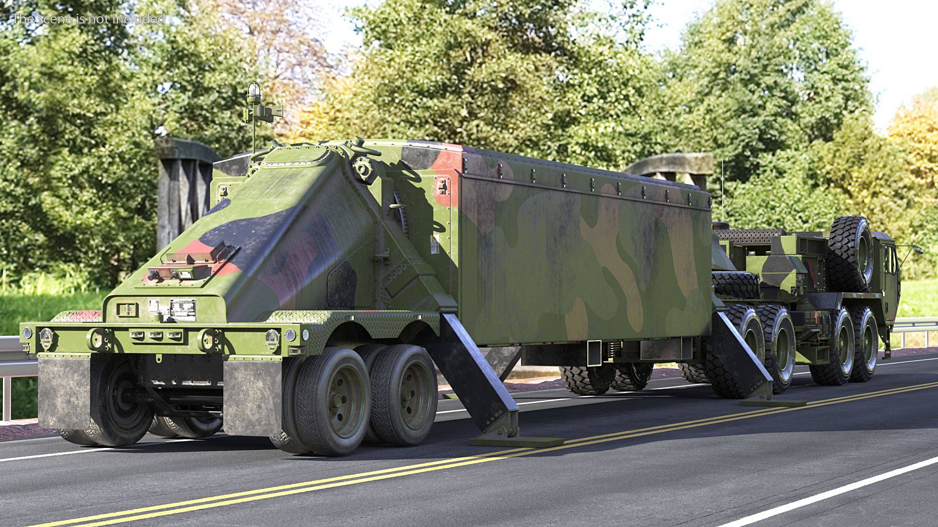 Camo M983 Tractor with THAAD TPY2 Radar 3D model