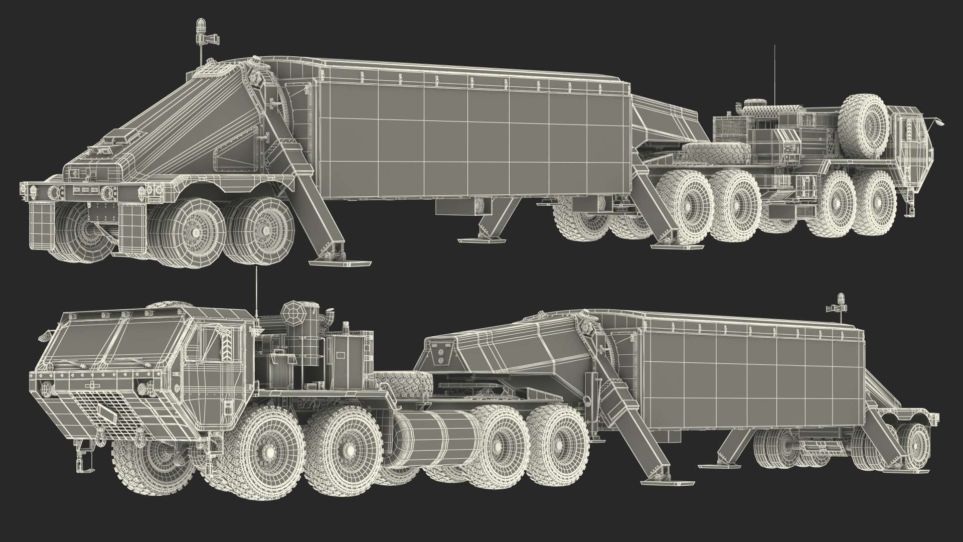 Camo M983 Tractor with THAAD TPY2 Radar 3D model